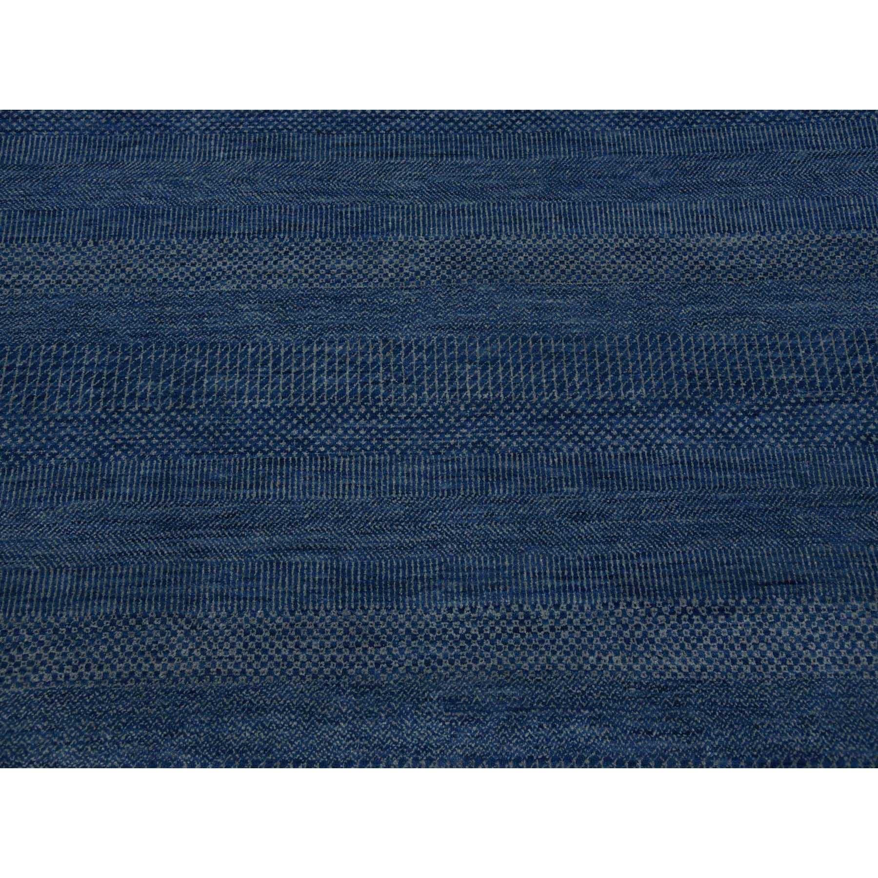 12'x18' Dark Sapphire, Hand Knotted Grass Design, Dense Weave Tone on Tone, Soft Pile Wool and Silk, Oversized Oriental Rug HR79358 - Image 8