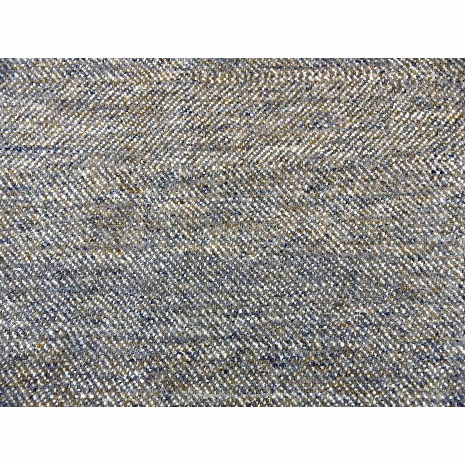 8'2"x10'2" Almond Brown, Modern Geometric Opened Up Plaid Design, 100% Wool Hand Knotted, Oriental Rug HR79378 - Image 9