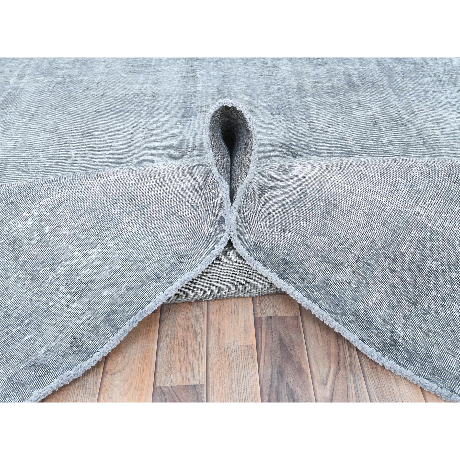 9'5"x12'2" Light Gray, Shaved Down Rustic Look, Worn Wool Hand Knotted, Vintage Persian Tabriz, Oriental Rug HR82097 - Image 6