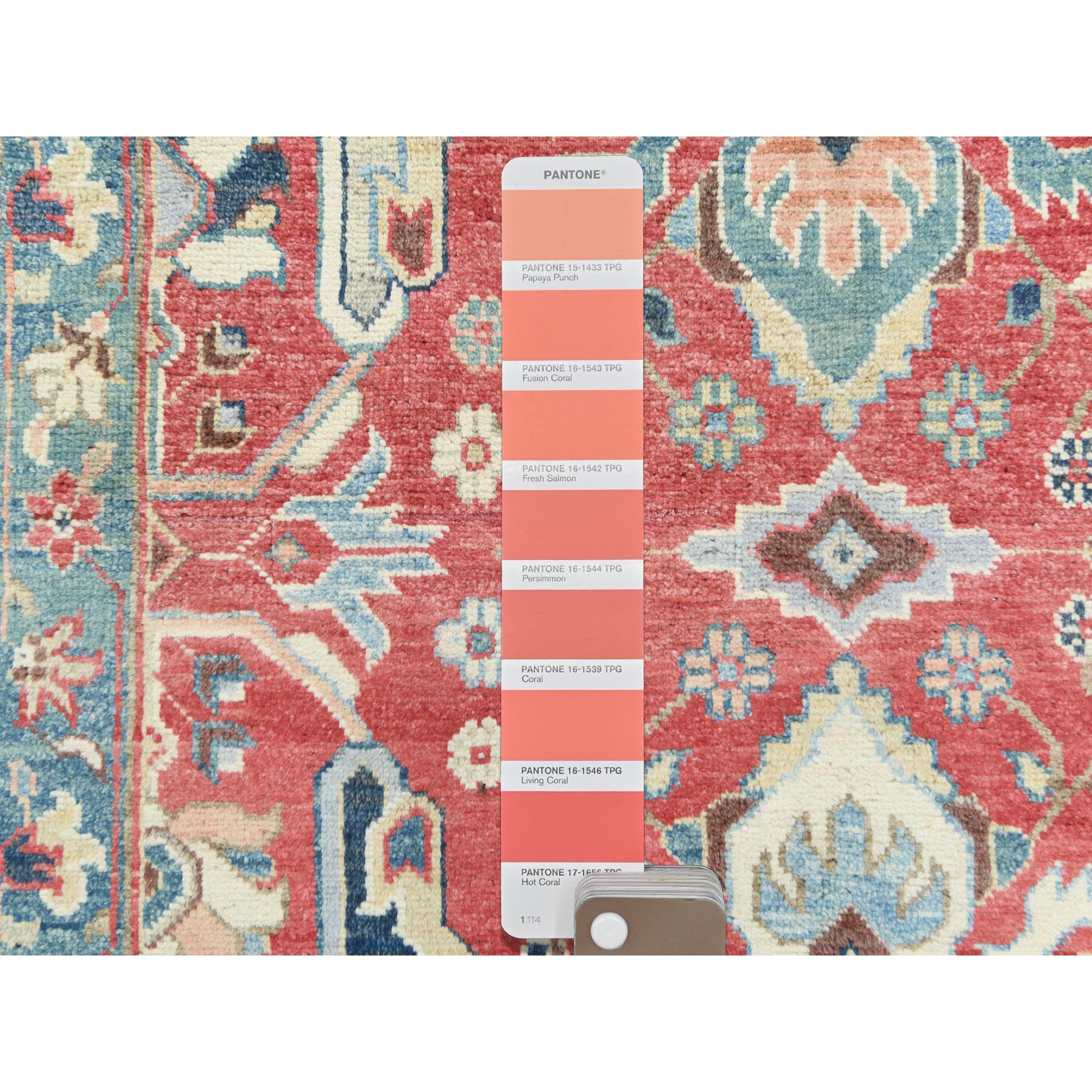 9'x12' Soft Red, Dense Weave Pure Wool Hand Knotted, Afghan Peshawar with Bijar Garus Design Vegetable Dyes, Oriental Rug HR82151 - Image 8