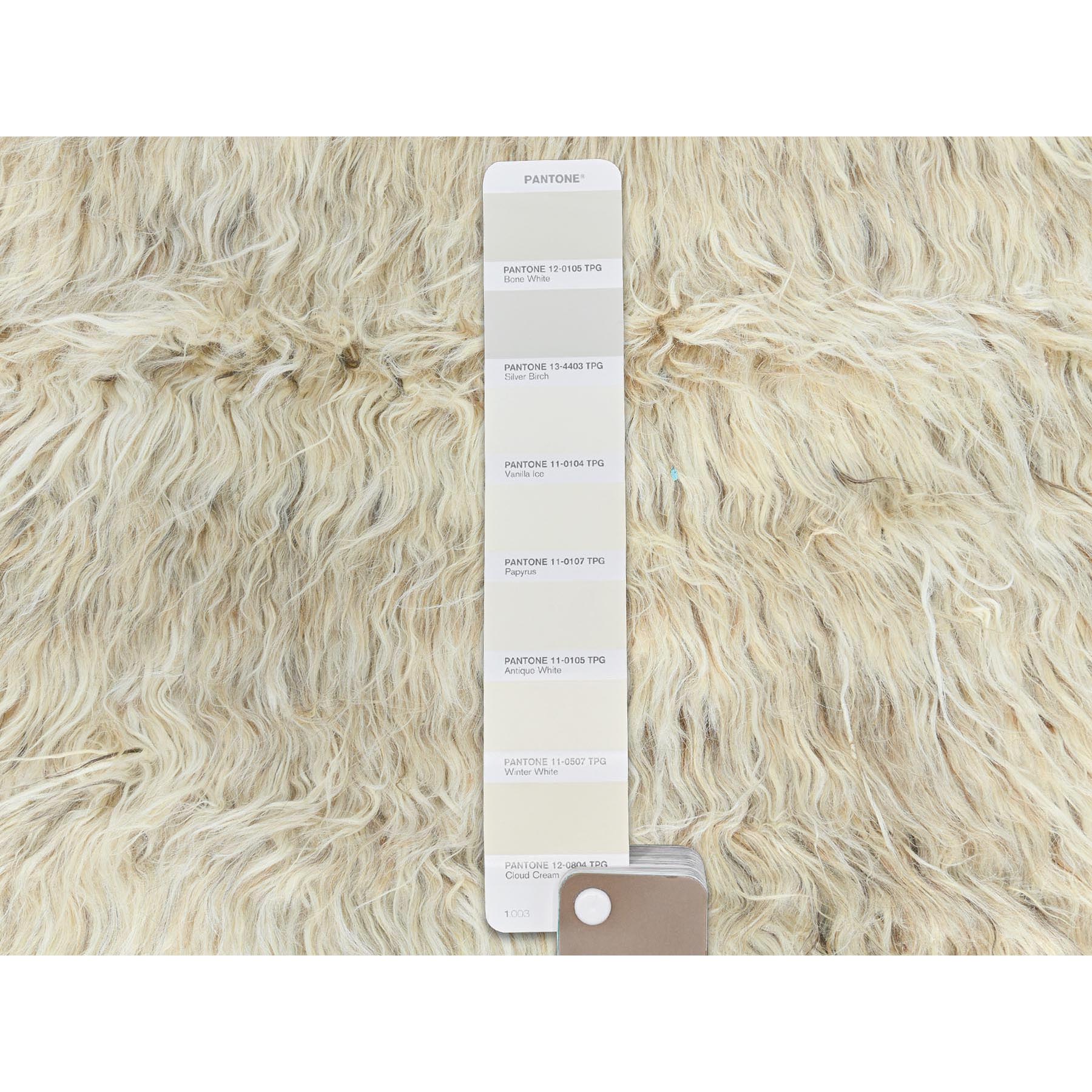 2'7"x10'1" Beige, Shaggy Moroccan Exotic Texture, Undyed Natural Wool Hand Knotted, Runner Oriental Rug HR82573 - Image 4