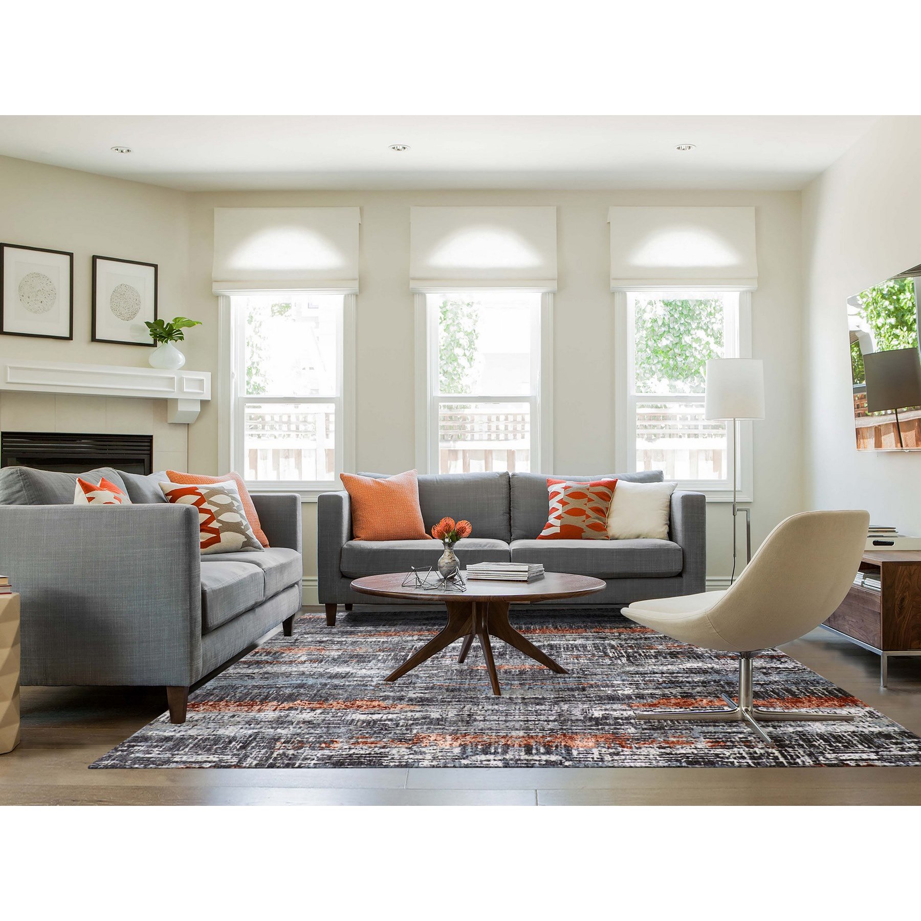 8'x10'1" Deep Space Gray, Dense Weave Persian Knot, Natural Wool Hand Knotted, Abstract Design, Oriental Rug HR83068 - Image 2
