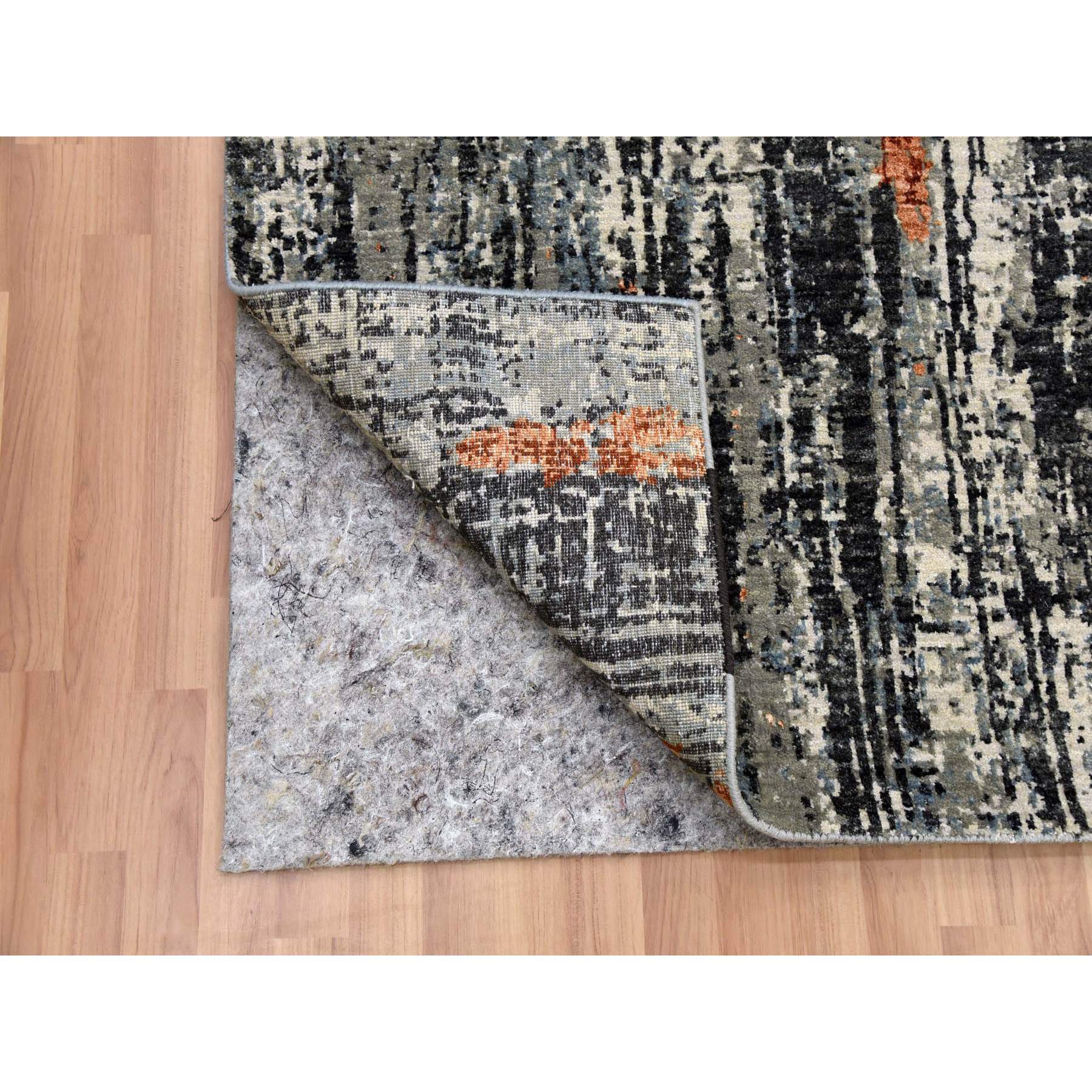 8'x10'1" Deep Space Gray, Dense Weave Persian Knot, Natural Wool Hand Knotted, Abstract Design, Oriental Rug HR83068 - Image 5