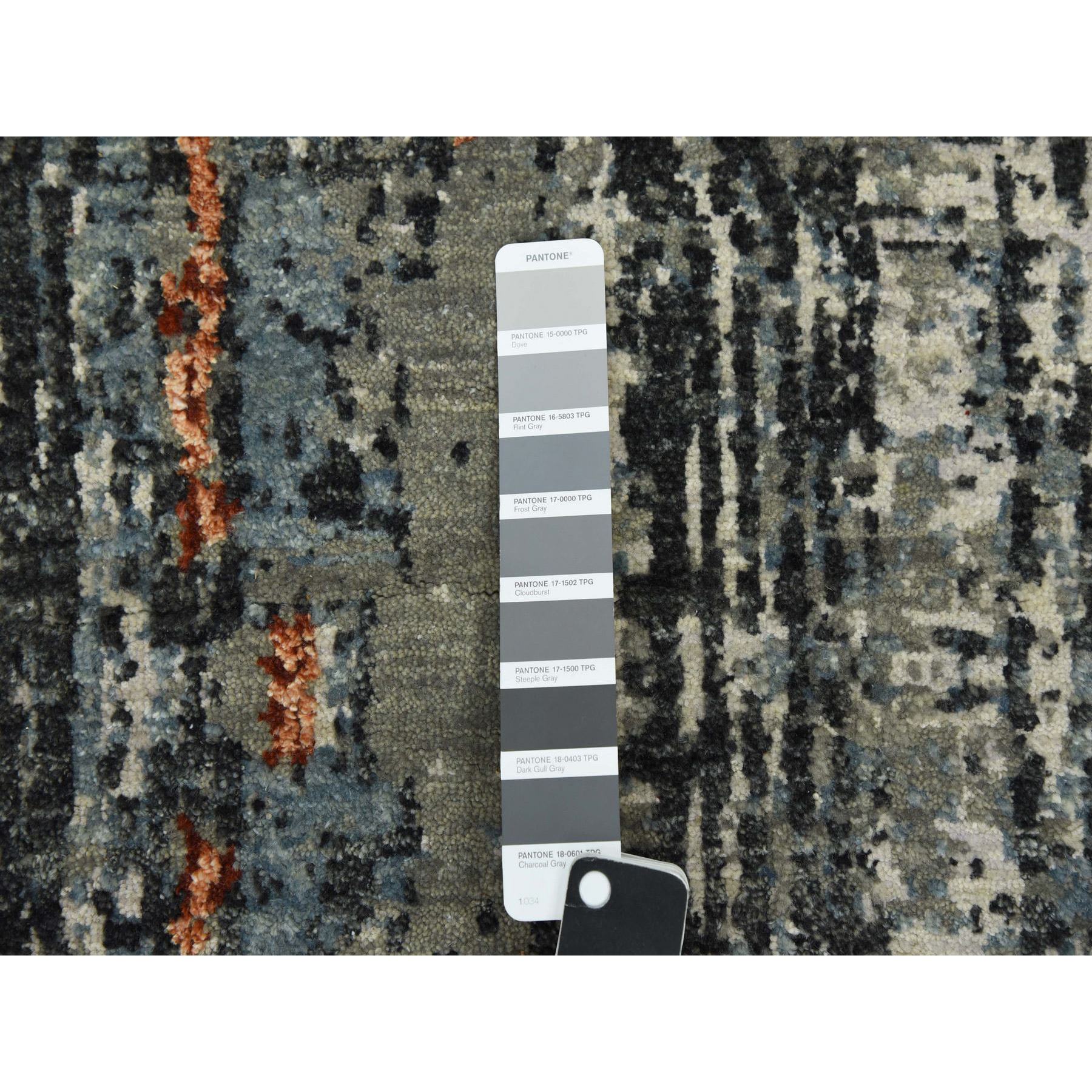 8'x10'1" Deep Space Gray, Dense Weave Persian Knot, Natural Wool Hand Knotted, Abstract Design, Oriental Rug HR83068 - Image 8