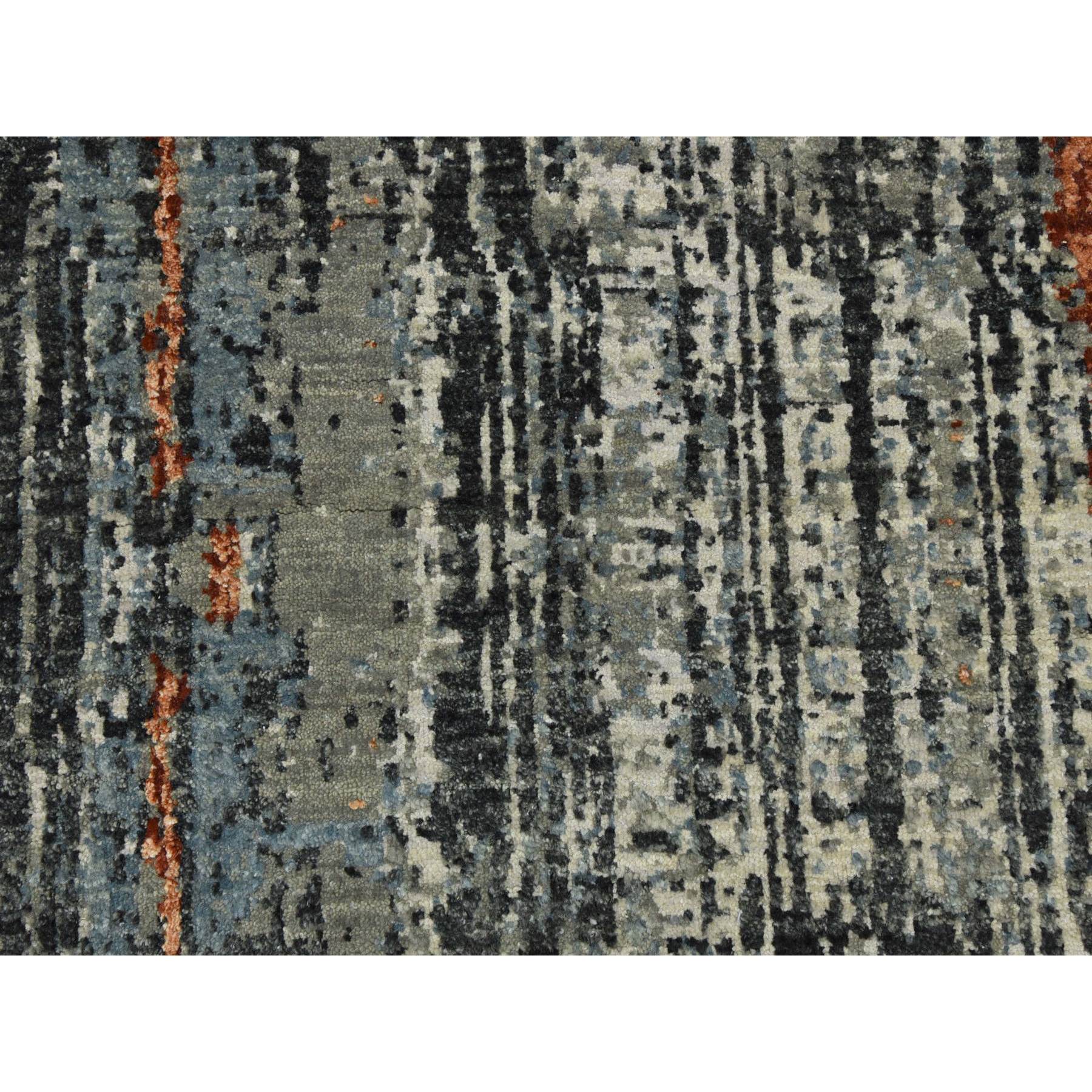 8'x10'1" Deep Space Gray, Dense Weave Persian Knot, Natural Wool Hand Knotted, Abstract Design, Oriental Rug HR83068 - Image 9