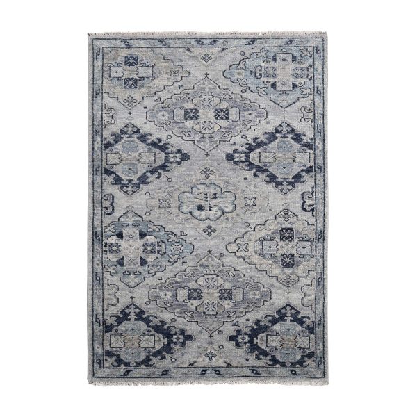 5'10"x8'10" Silver Gray, Natural Wool Hand Knotted, Anatolian Design, Supple Collection Thick and Plush, Oriental Rug HR84071