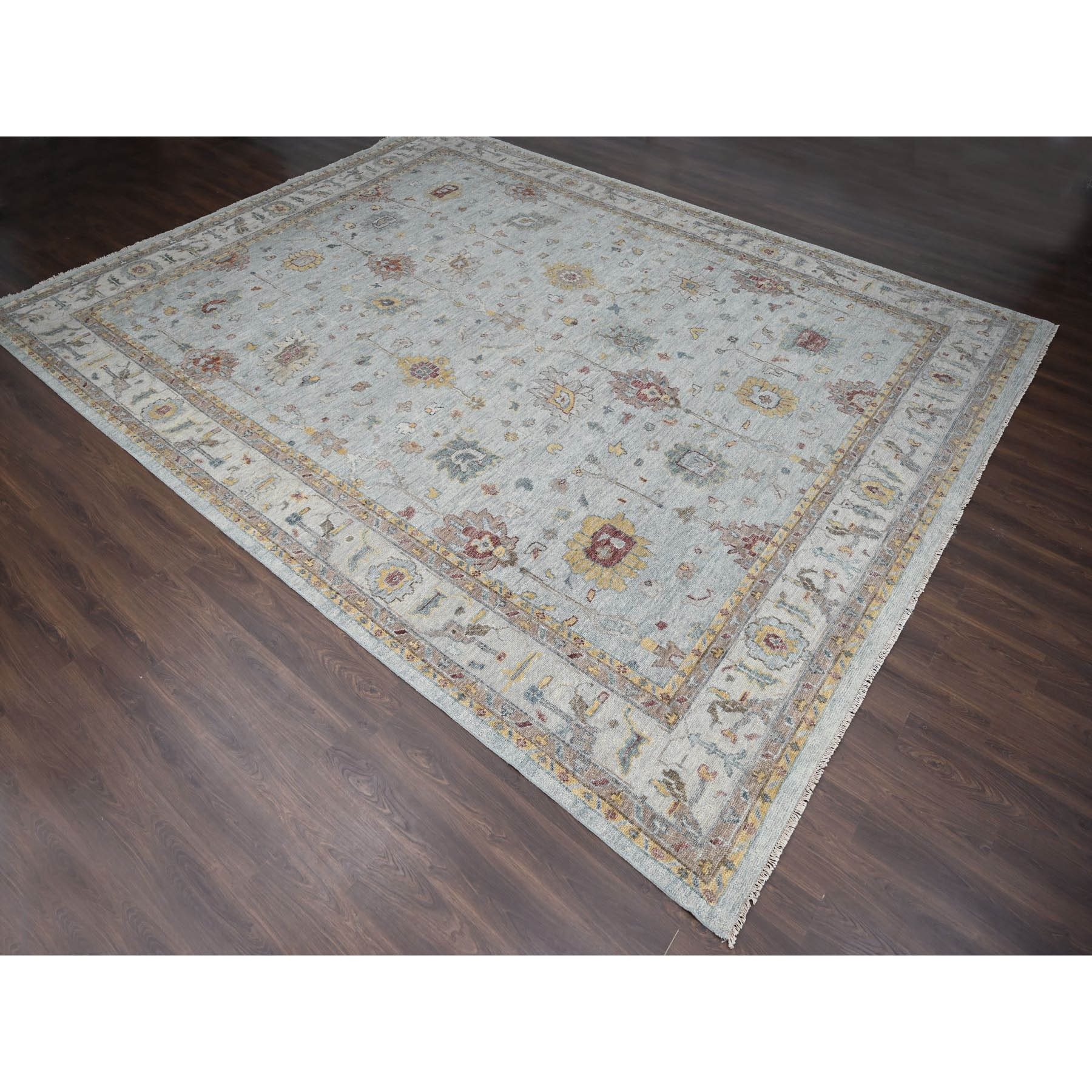 14'x17'9" Light Gray, Oushak Design, Supple Collection Thick and Plush, Hand Knotted, Pure Wool, Oversized Oriental Rug HR84098 - Image 3