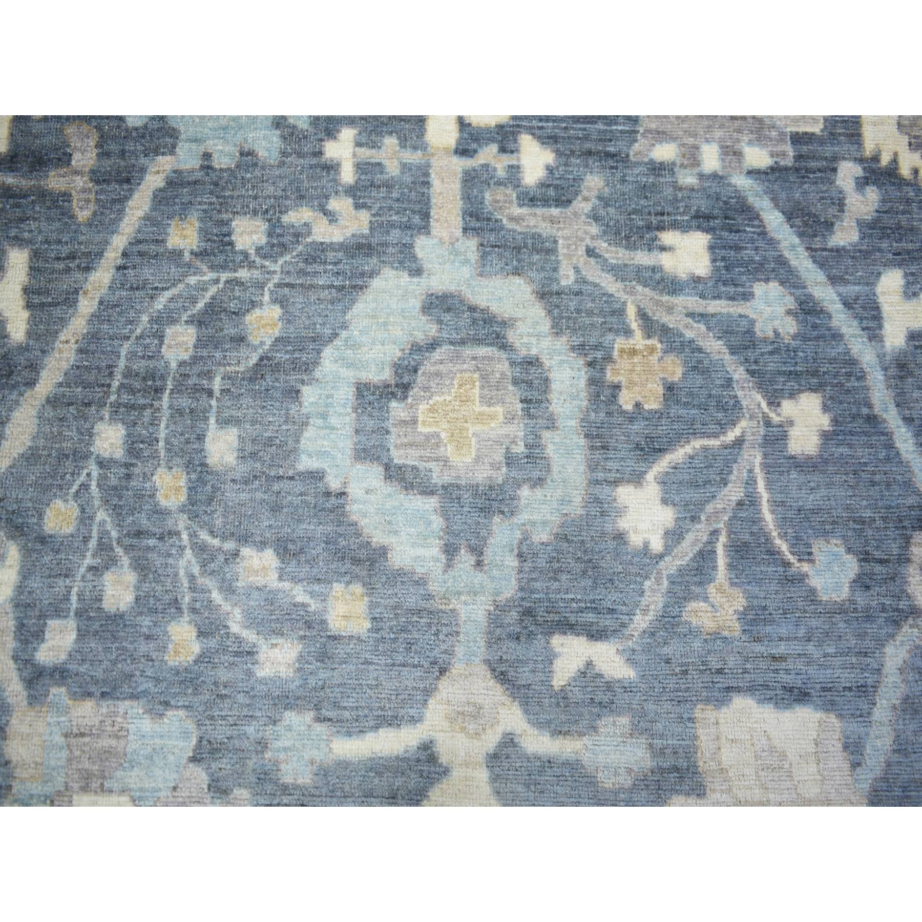 11'9"x15'7" Jet Gray, Soft Wool Hand Knotted, Afghan Angora Oushak with All Over Design Vegetable Dyes, Oversized Oriental Rug HR73027 - Image 9