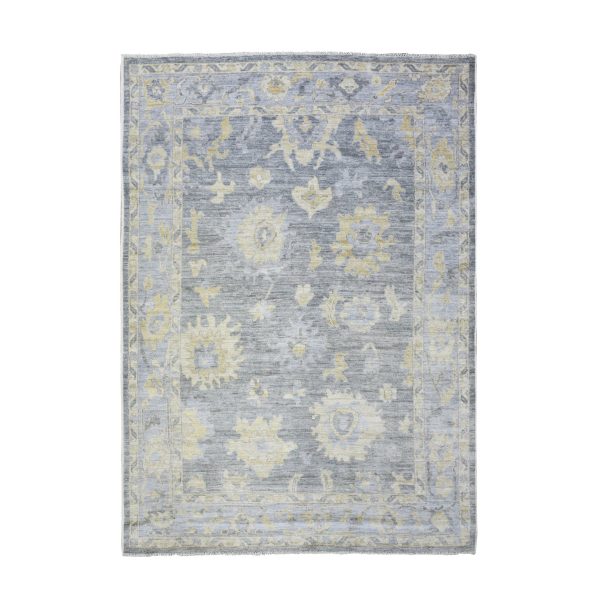 6'2"x8'9" Black Coral, Hand Knotted Afghan Angora Oushak with Soft Color, Vegetable Dyes Extra Soft Wool, Oriental Rug HR73033