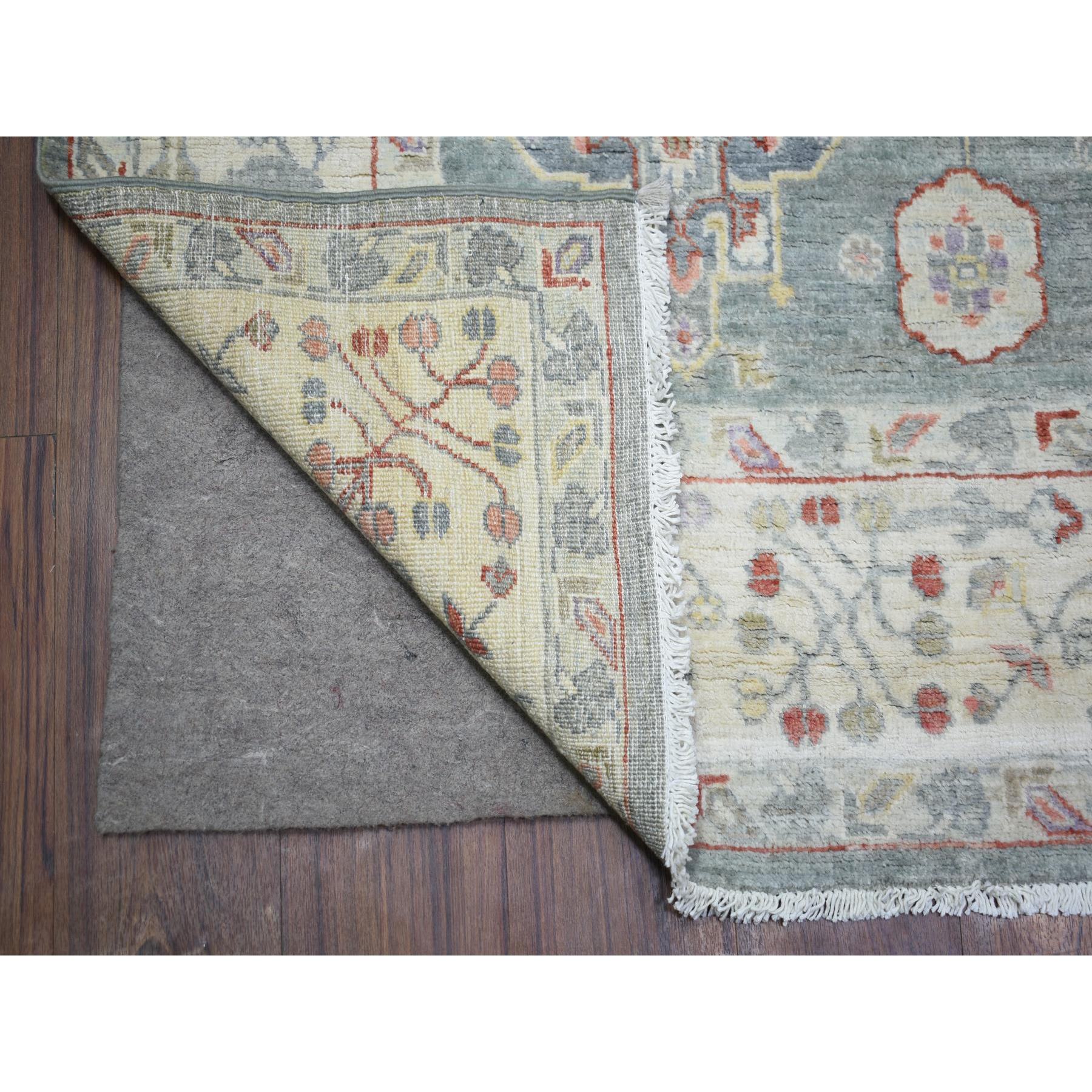 6'x9'2" Cadet Gray, Vegetable Dyes Soft Wool, Hand Knotted Finer Peshawar with Elements Design, Dense Weave, Oriental Rug HR73057 - Image 3