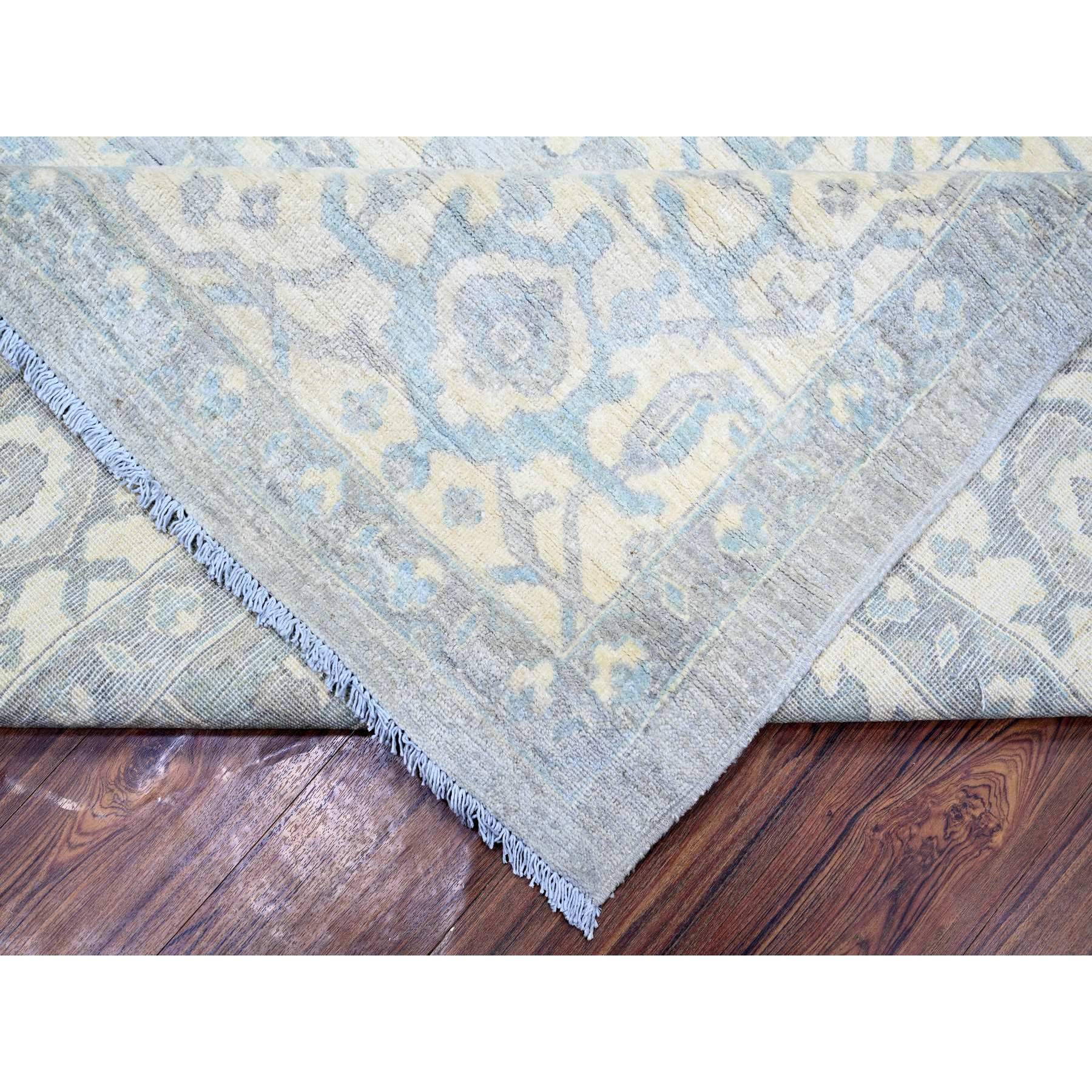 9'9"x13'5" Cadet Gray, Extra Soft Wool Hand Knotted, Finer Peshawar with Heriz Design, Densely Woven Natural Dyes, Oriental Rug HR73128 - Image 7