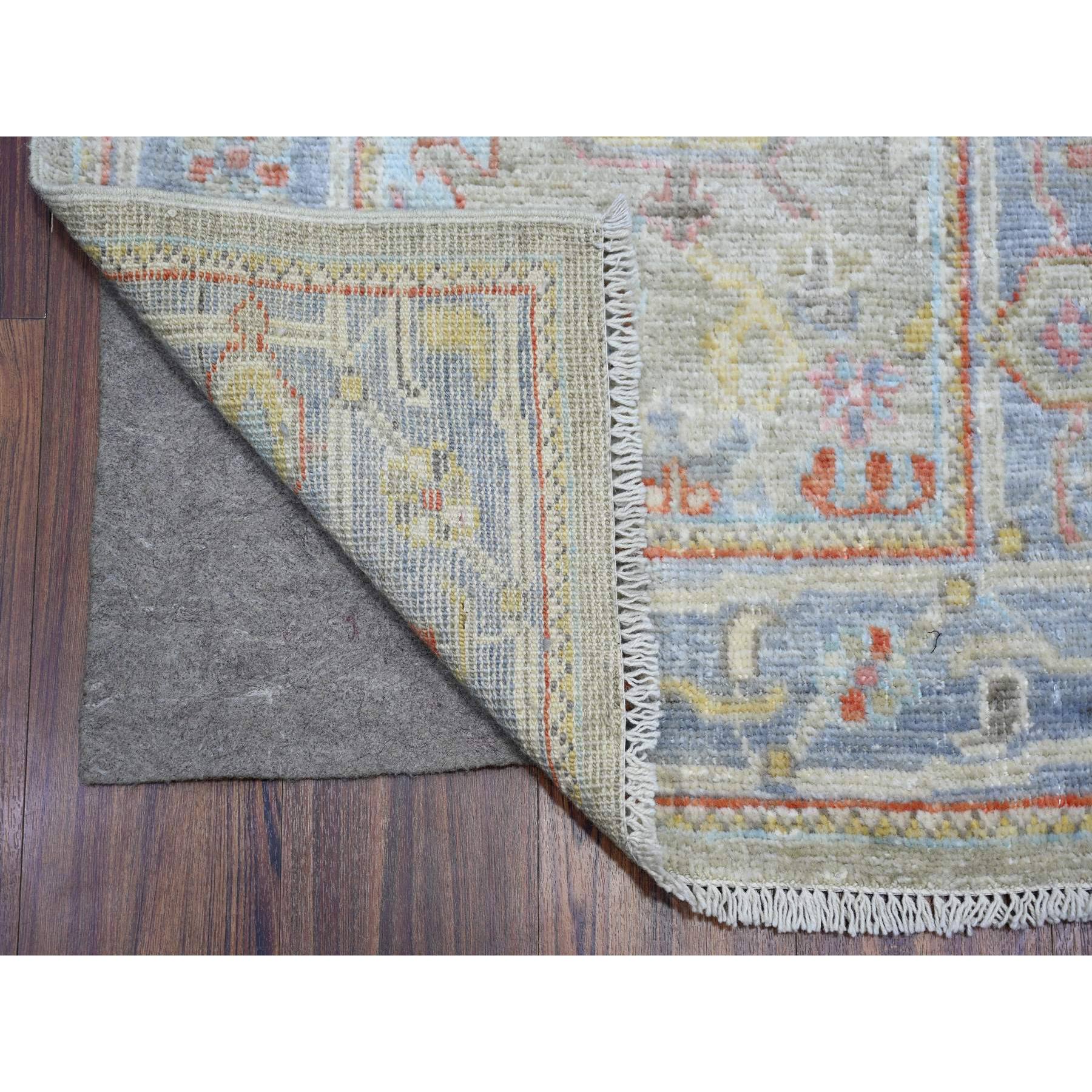 2'6"x19'8" Sage Gray, Afghan Angora Oushak with Vegetable Dyes, Organic Wool Hand Knotted, XL Runner Oriental Rug HR73179 - Image 2