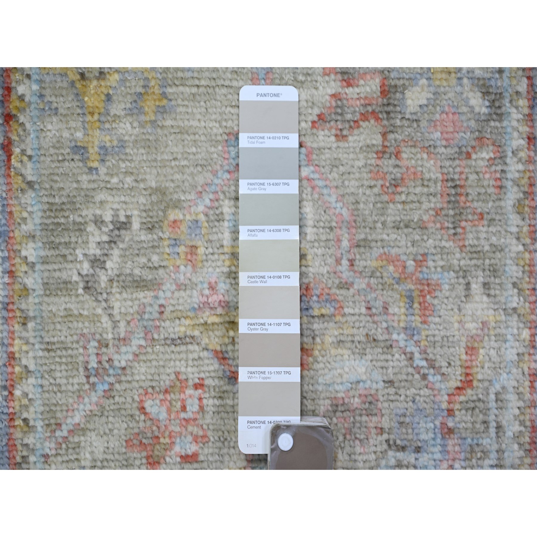 2'6"x19'8" Sage Gray, Afghan Angora Oushak with Vegetable Dyes, Organic Wool Hand Knotted, XL Runner Oriental Rug HR73179 - Image 3