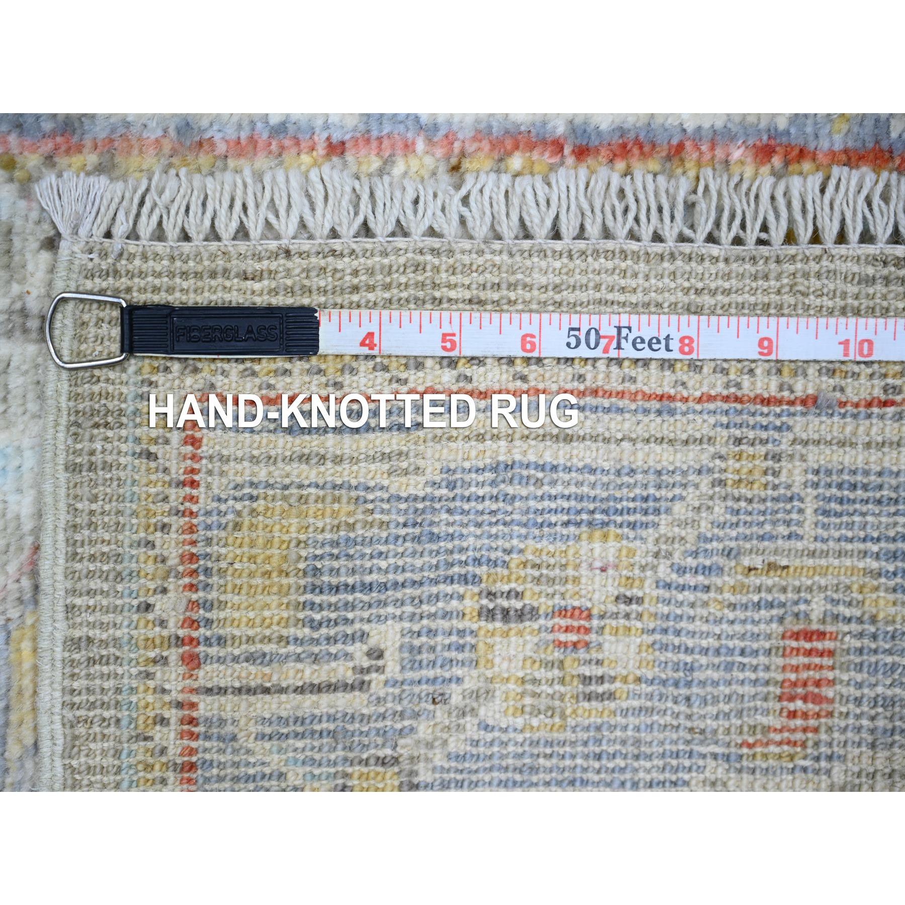 2'6"x19'8" Sage Gray, Afghan Angora Oushak with Vegetable Dyes, Organic Wool Hand Knotted, XL Runner Oriental Rug HR73179 - Image 6