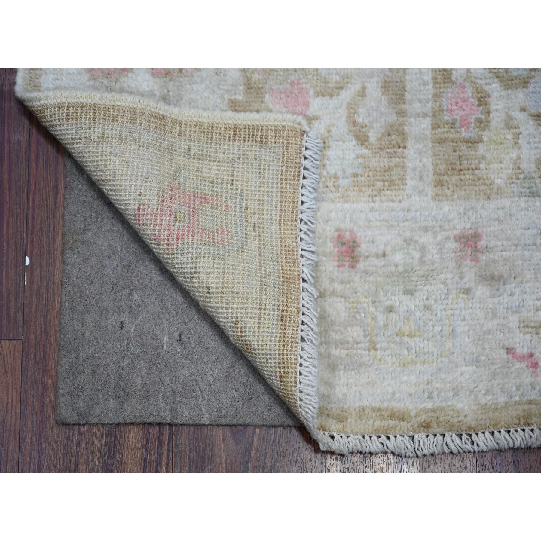 2'9"x19' Faded Brown, Afghan Angora Oushak with Willow and Cypress Tree Design, Vegetable Dyes, Soft Wool, Hand Knotted, XL Runner Oriental Rug HR73305 - Image 2