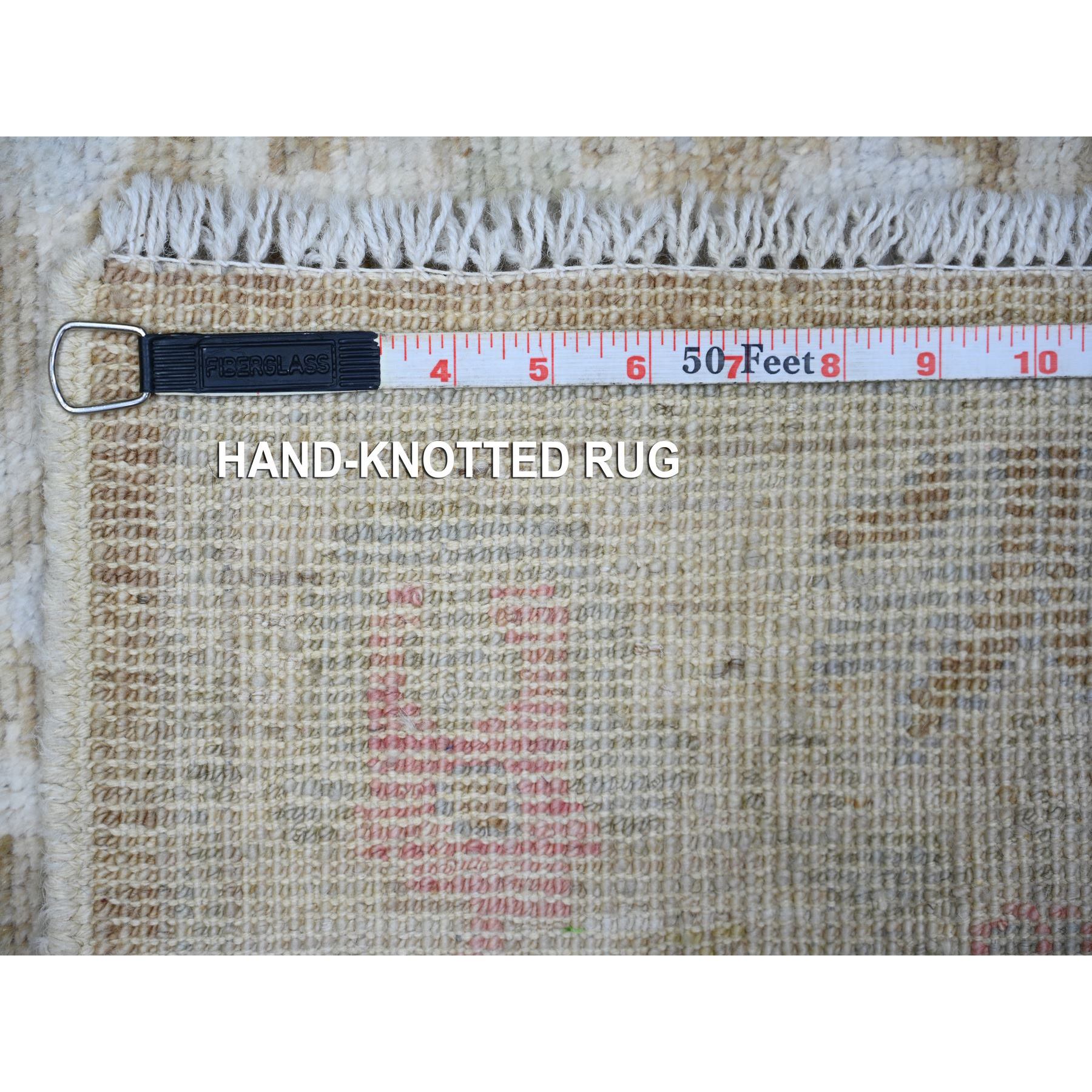 2'9"x19' Faded Brown, Afghan Angora Oushak with Willow and Cypress Tree Design, Vegetable Dyes, Soft Wool, Hand Knotted, XL Runner Oriental Rug HR73305 - Image 6