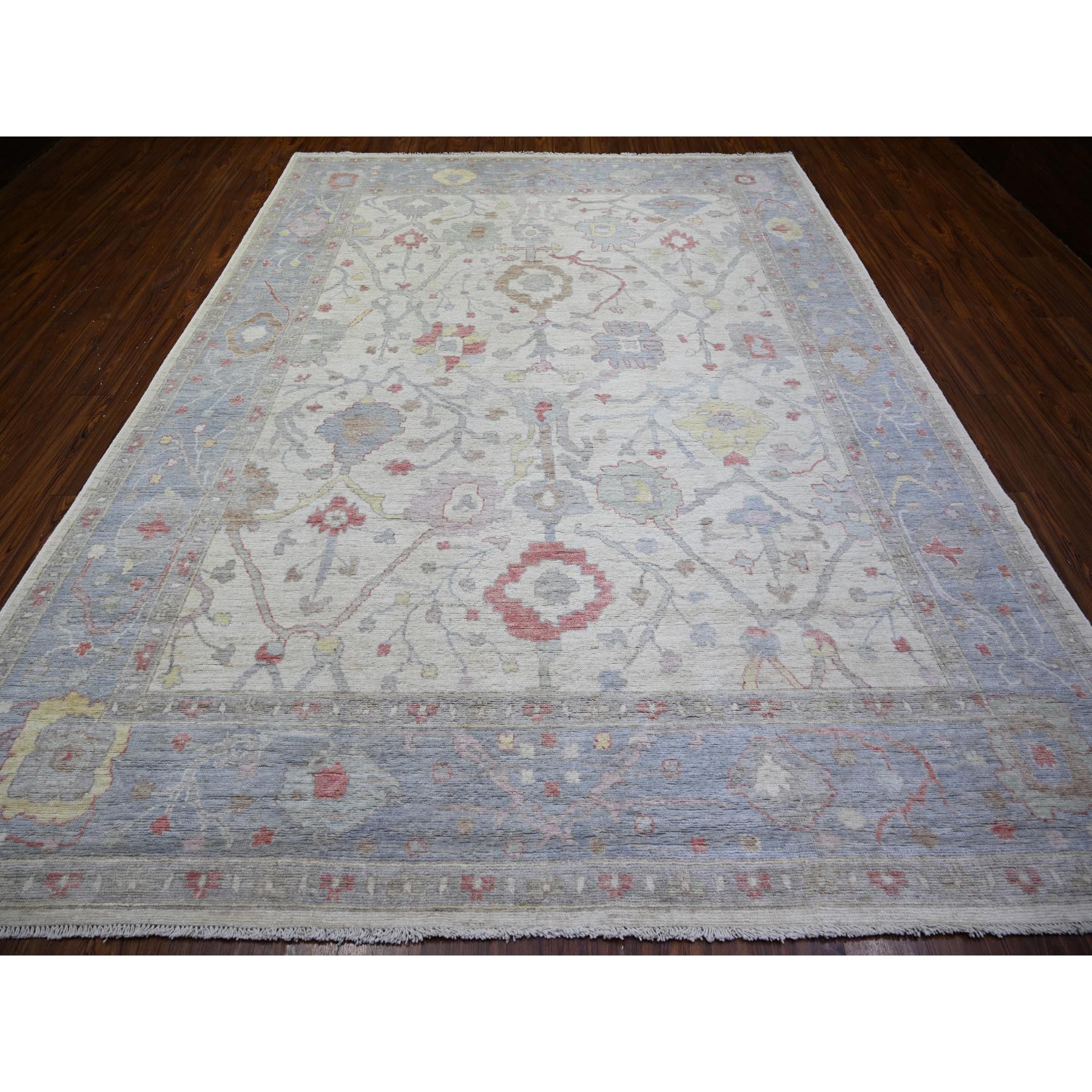 8'10"x11'8" Ivory, Afghan Angora Oushak with All Over Design Natural Dyes, Natural Wool Hand Knotted, Oriental Rug HR73360 - Image 3