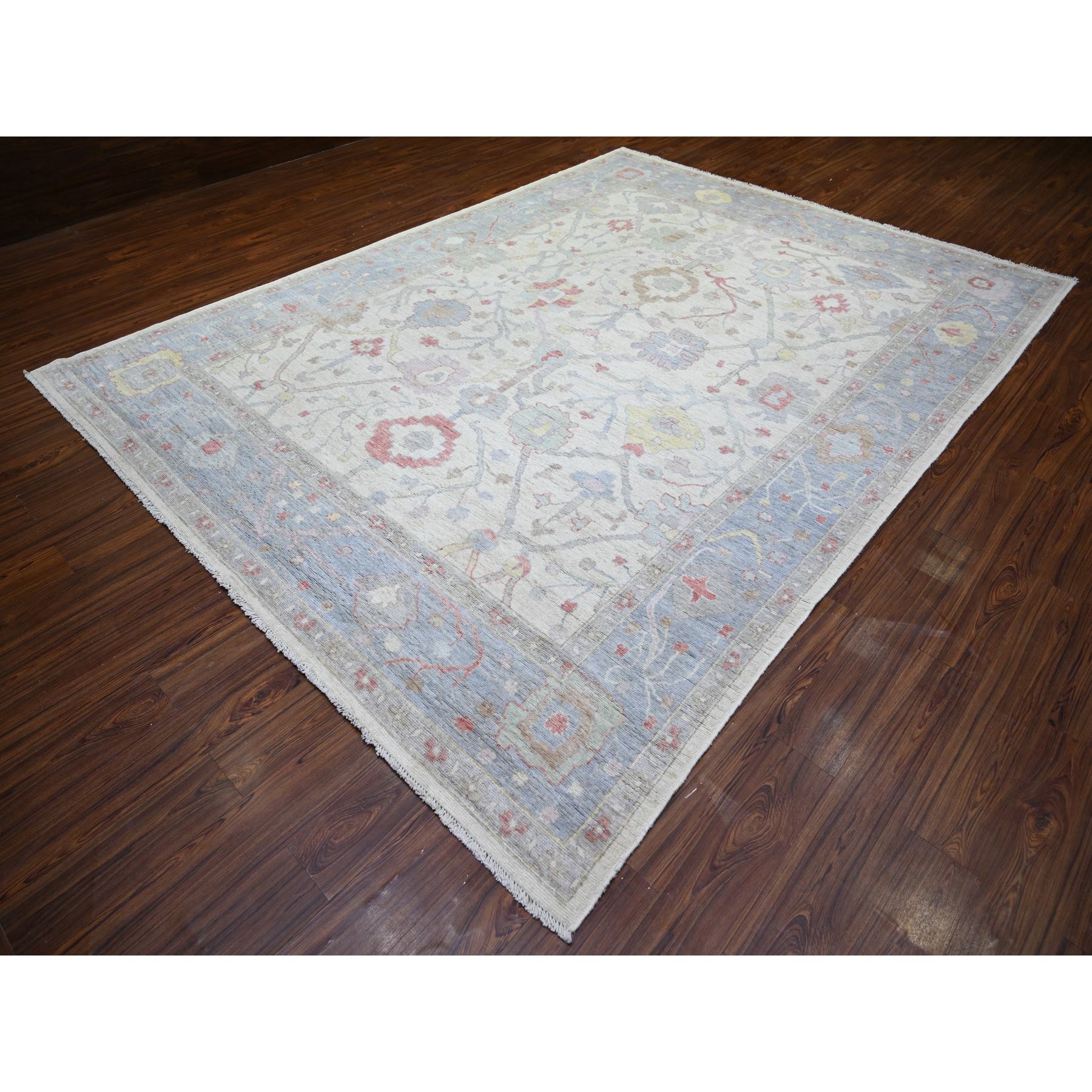 8'10"x11'8" Ivory, Afghan Angora Oushak with All Over Design Natural Dyes, Natural Wool Hand Knotted, Oriental Rug HR73360 - Image 4