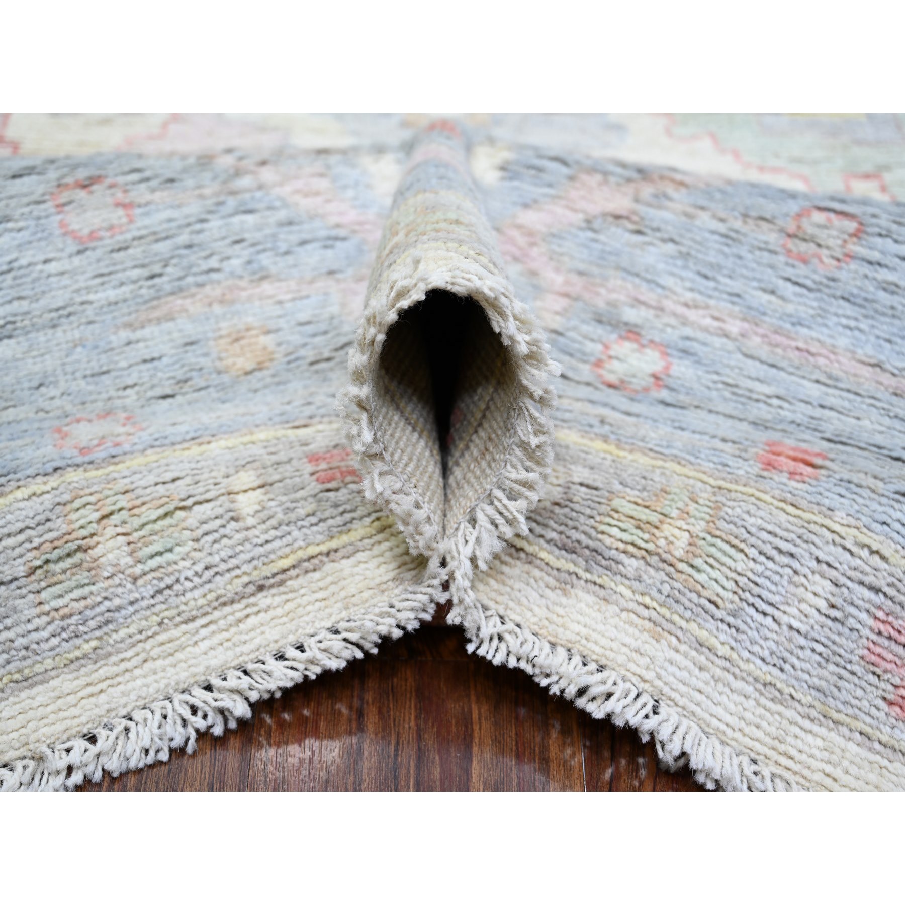 8'10"x11'8" Ivory, Afghan Angora Oushak with All Over Design Natural Dyes, Natural Wool Hand Knotted, Oriental Rug HR73360 - Image 6