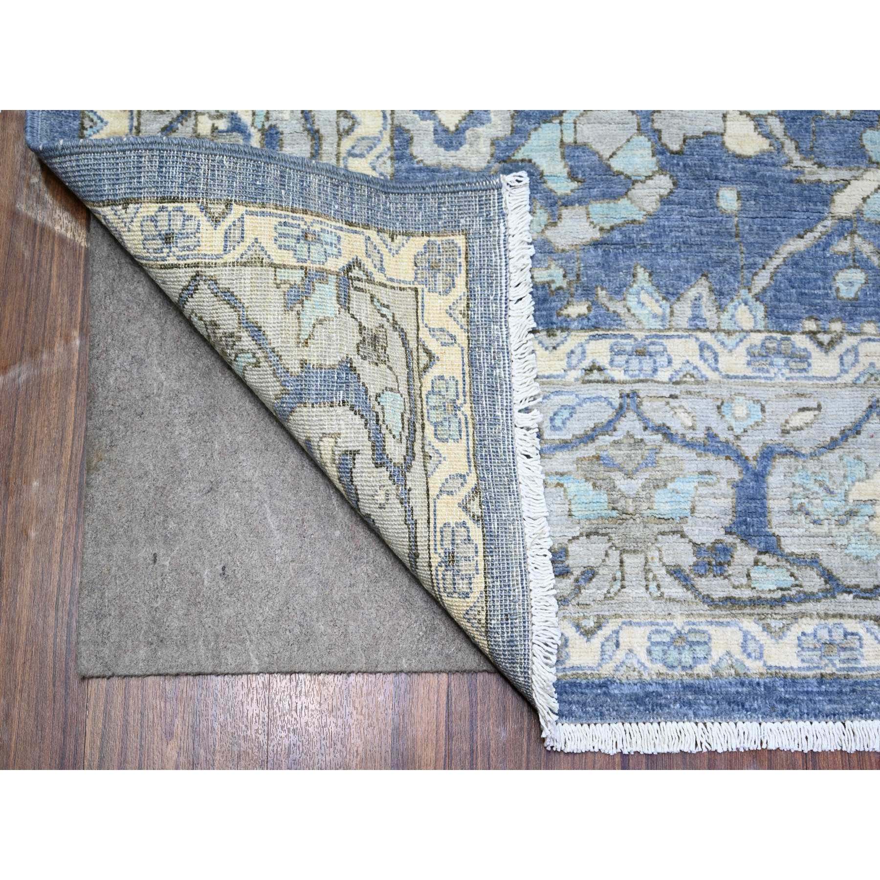 6'2"x8'10" Queen Blue, Finer Peshawar with Heriz Design, Dense Weave Vegetable Dyes, Extra Soft Wool Hand Knotted, Oriental Rug HR73483 - Image 3
