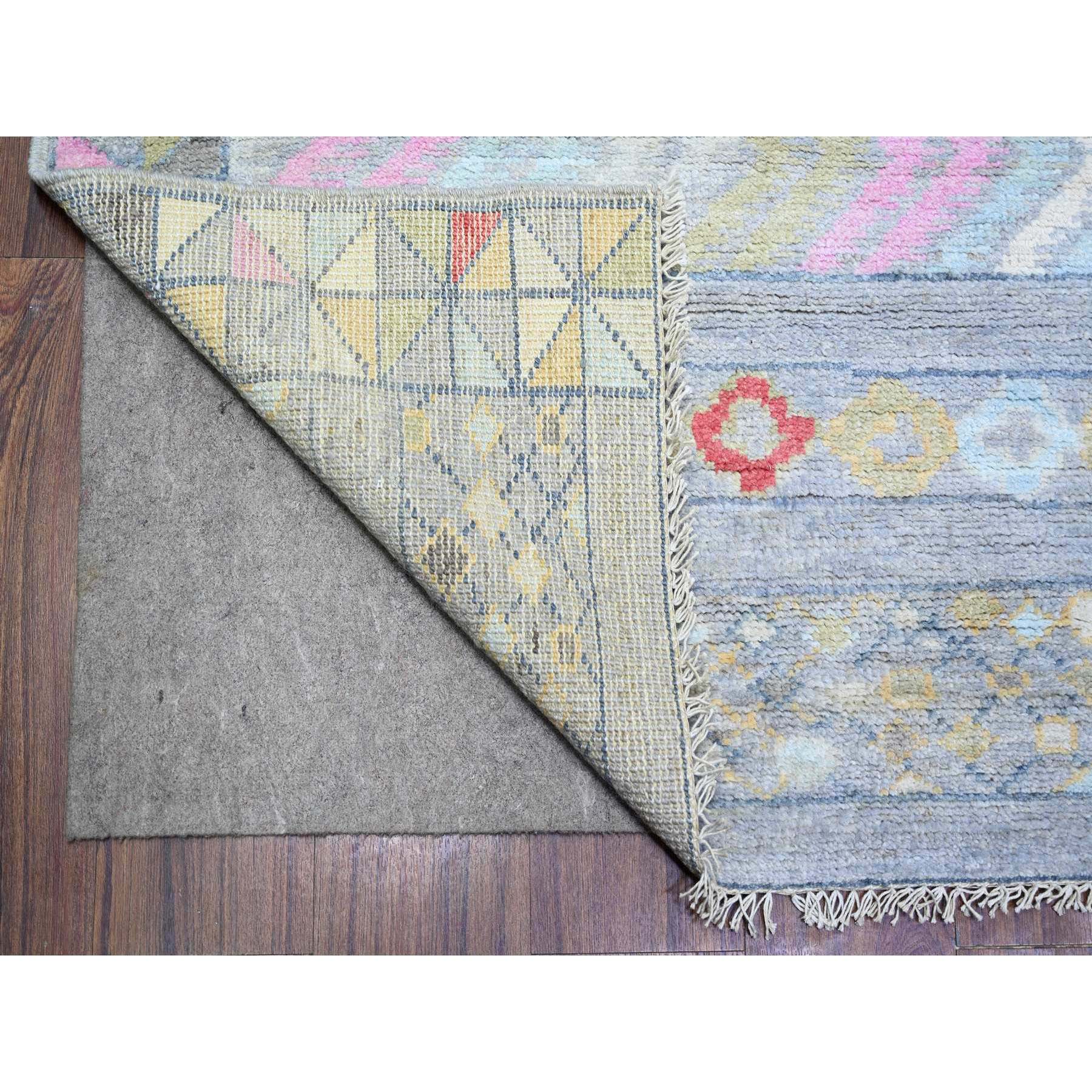 8'2"x9'8" Cadet Gray, Vegetable Dyes Soft Wool, Hand Knotted Beni Ourain Moroccan Berber Design, Oriental Rug HR73527 - Image 5