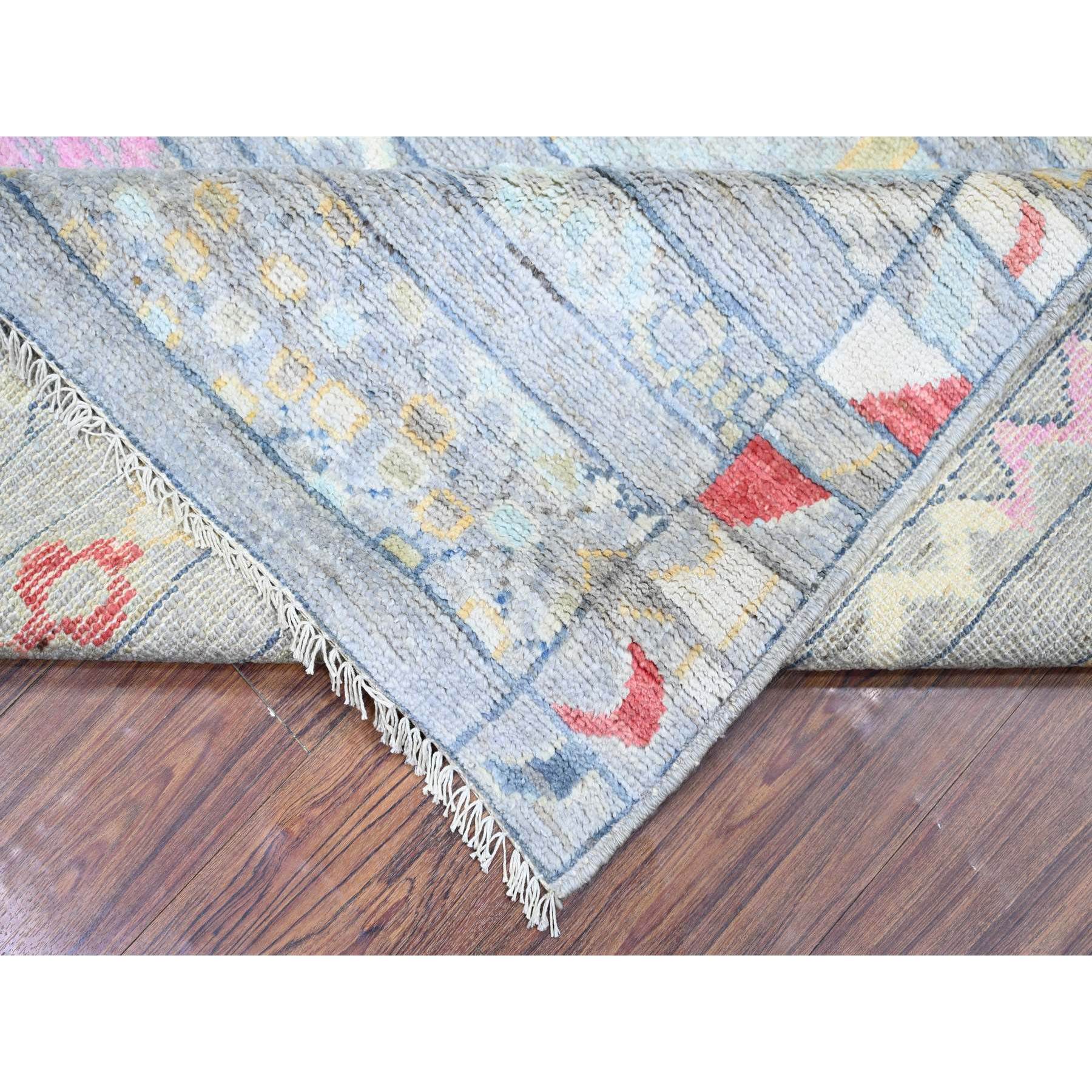 8'2"x9'8" Cadet Gray, Vegetable Dyes Soft Wool, Hand Knotted Beni Ourain Moroccan Berber Design, Oriental Rug HR73527 - Image 7