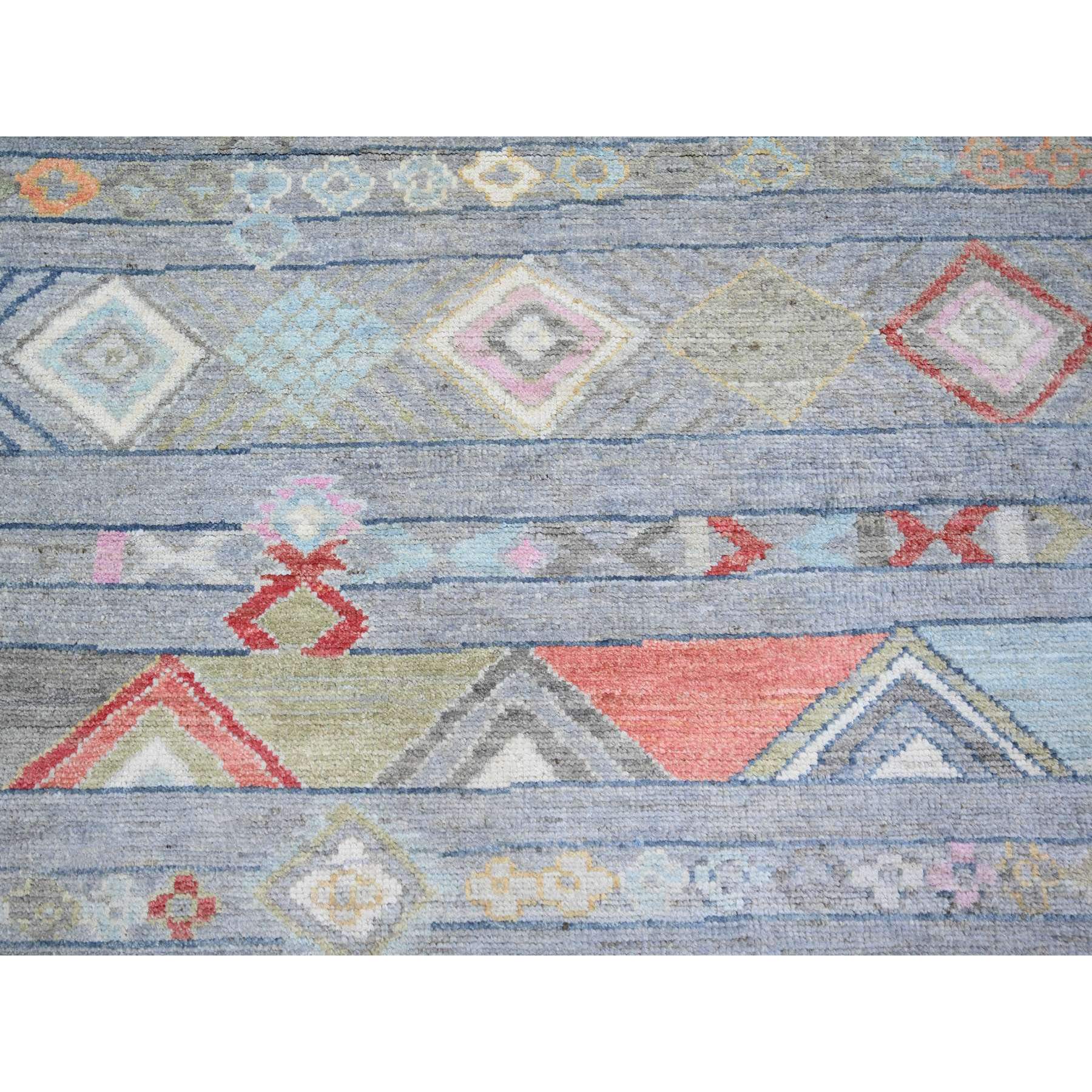 8'2"x9'8" Cadet Gray, Vegetable Dyes Soft Wool, Hand Knotted Beni Ourain Moroccan Berber Design, Oriental Rug HR73527 - Image 9