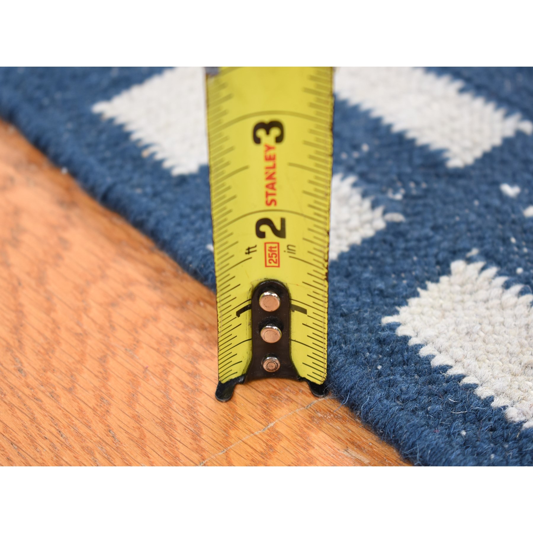 5'2"x7' Yale Blue, Kilim Geometric Design Flat Weave, Hand Woven Organic Wool, Reversible Oriental Rug HR80533 - Image 6