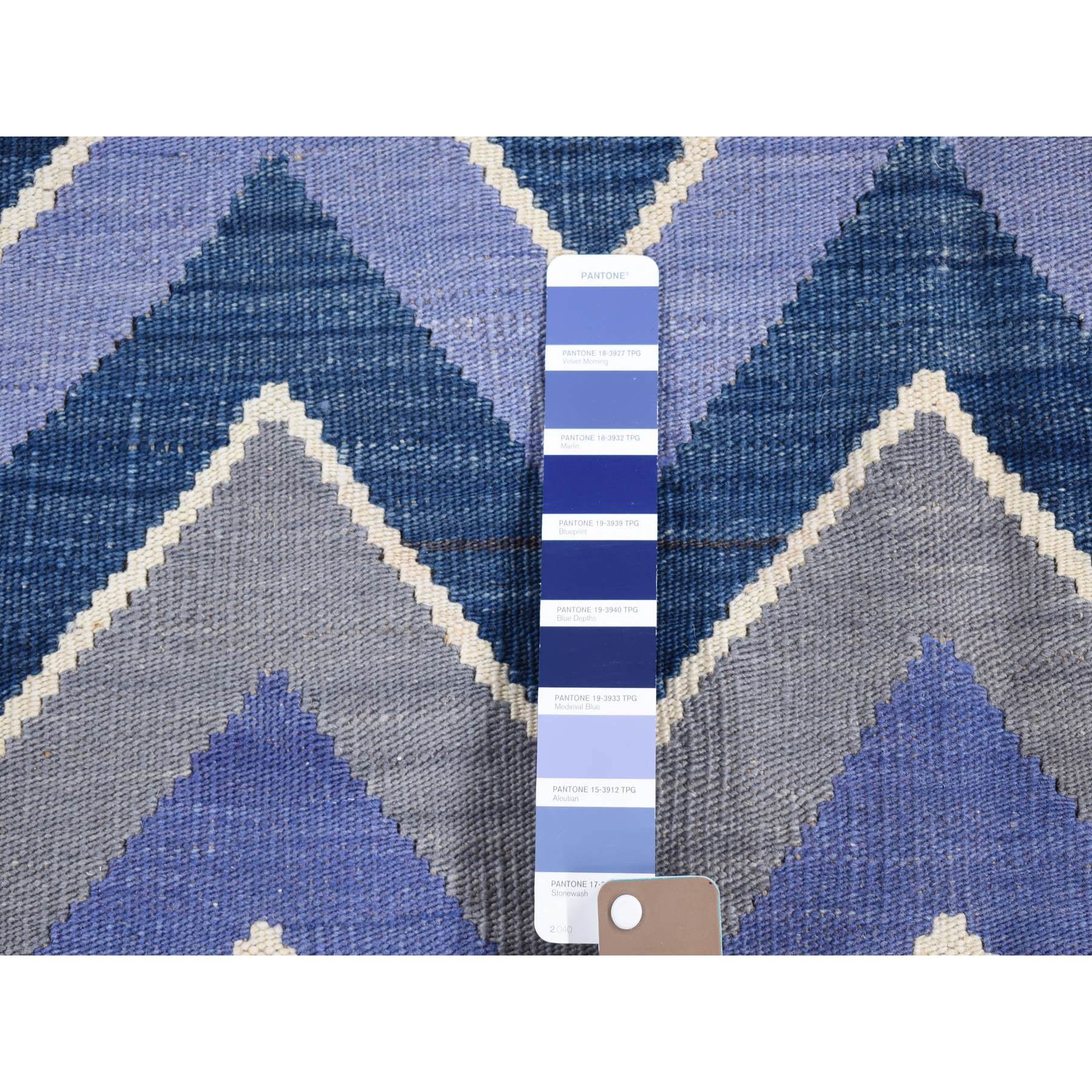 5'8"x7'10" Colorful, Flat Weave Vegetable Dyes, Soft Wool Hand Woven, Afghan Kilim with Chevron Design, Reversible Oriental Rug HR80552 - Image 4