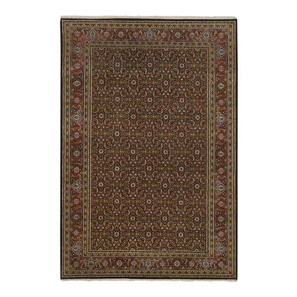 5'10"x9'1" Navy Blue, Herati with All Over Design, Hand Knotted, 250 KPSI Wool and Silk, Dense Weave, Oriental Rug HR65115