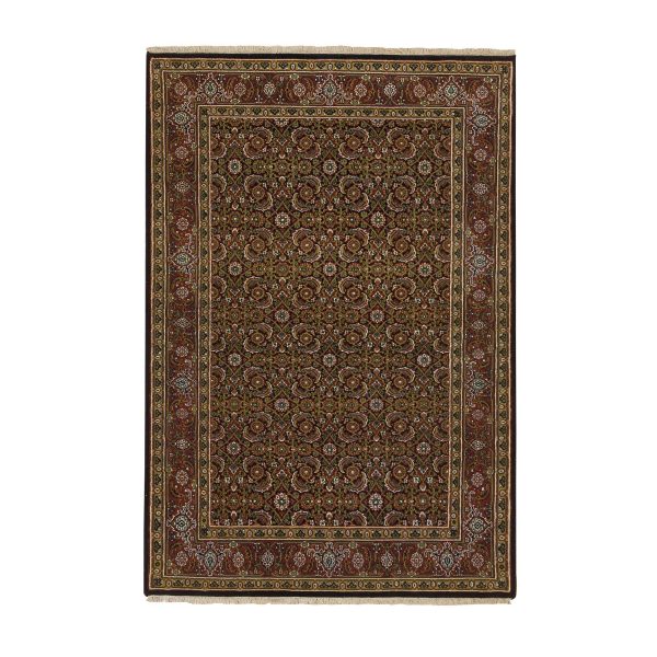 4'x6'2" Navy Blue, Herati with All Over Design, Wool and Silk Hand Knotted, 250 KPSI Dense Weave, Oriental Rug HR65122