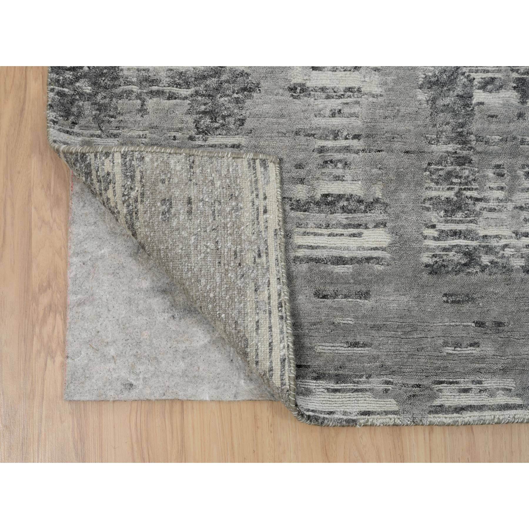 2'6"x25'9" Light Gray, Hand Knotted, Modern Design, Hand Spun Undyed Natural Wool, XL Runner Oriental Rug HR65157 - Image 3