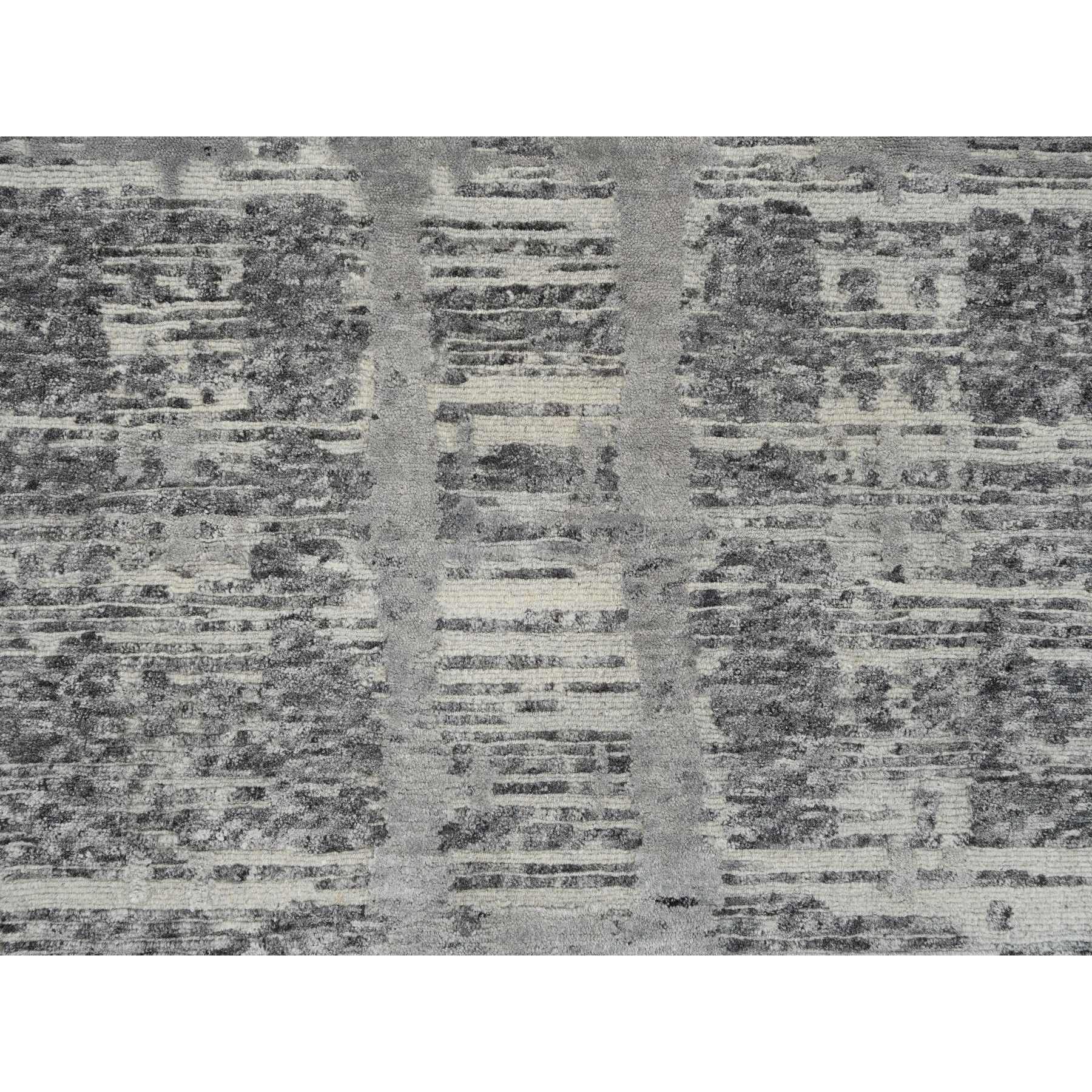 2'6"x25'9" Light Gray, Hand Knotted, Modern Design, Hand Spun Undyed Natural Wool, XL Runner Oriental Rug HR65157 - Image 5