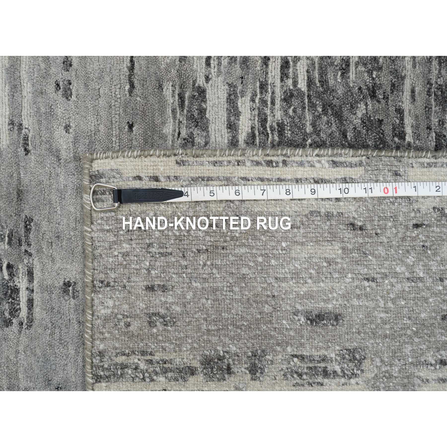 2'6"x25'9" Light Gray, Hand Knotted, Modern Design, Hand Spun Undyed Natural Wool, XL Runner Oriental Rug HR65157 - Image 8