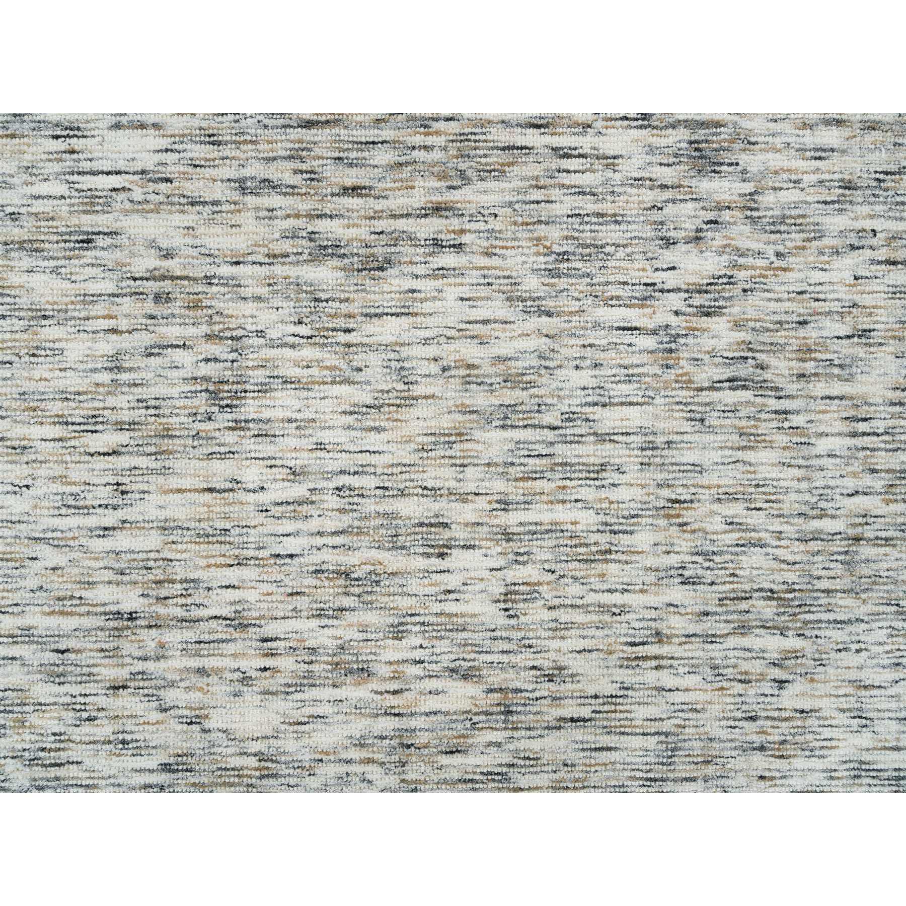 6'3"x9'1" Earth Tone Colors, Pure Wool, Hand Loomed, Modern Striped Design, Soft to the Touch Oriental Rug HR65227 - Image 8