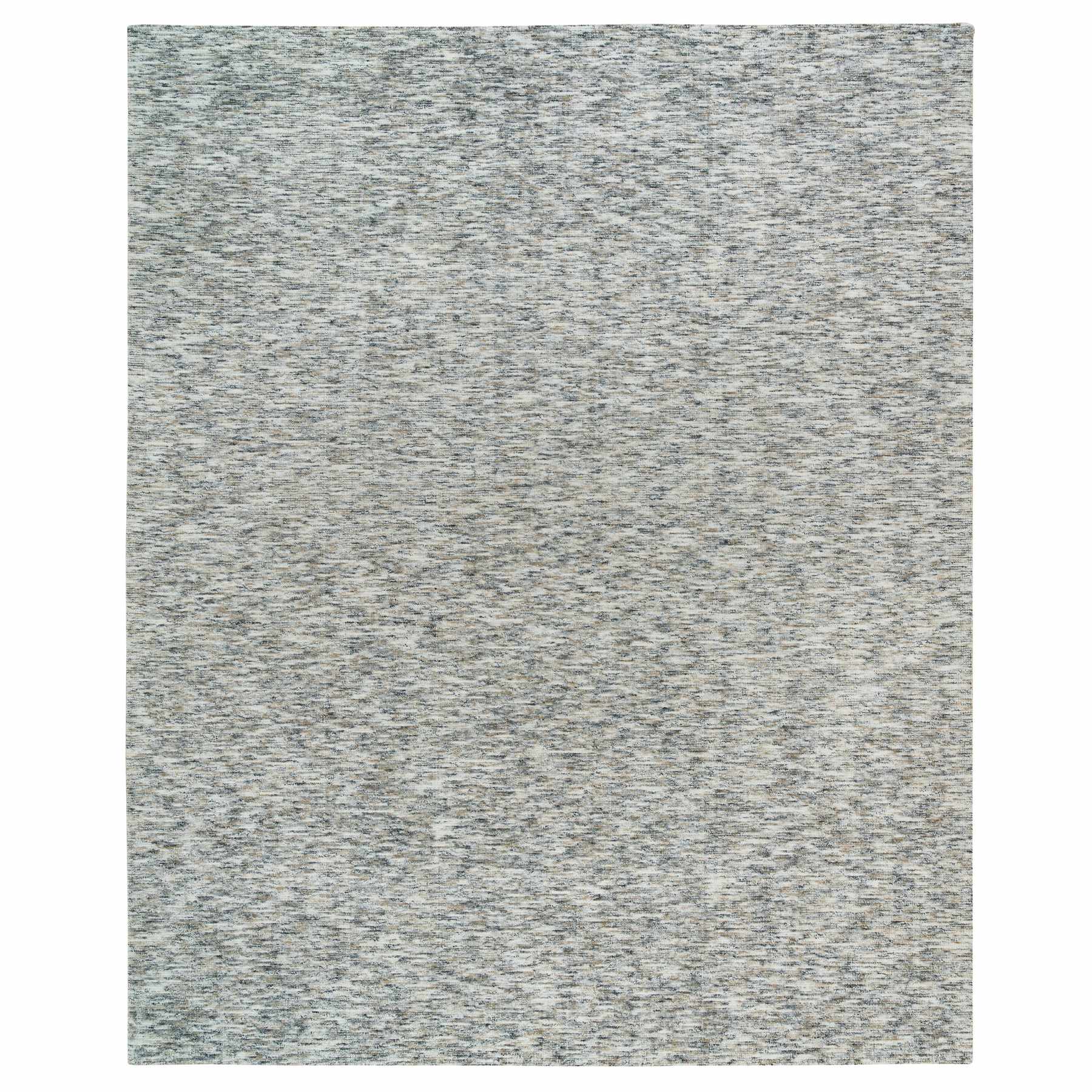 12'2"x15' Earth Tone Colors, Modern Striped Design, Soft to the Touch, Pure Wool, Hand Loomed, Oversized Oriental Rug HR65236