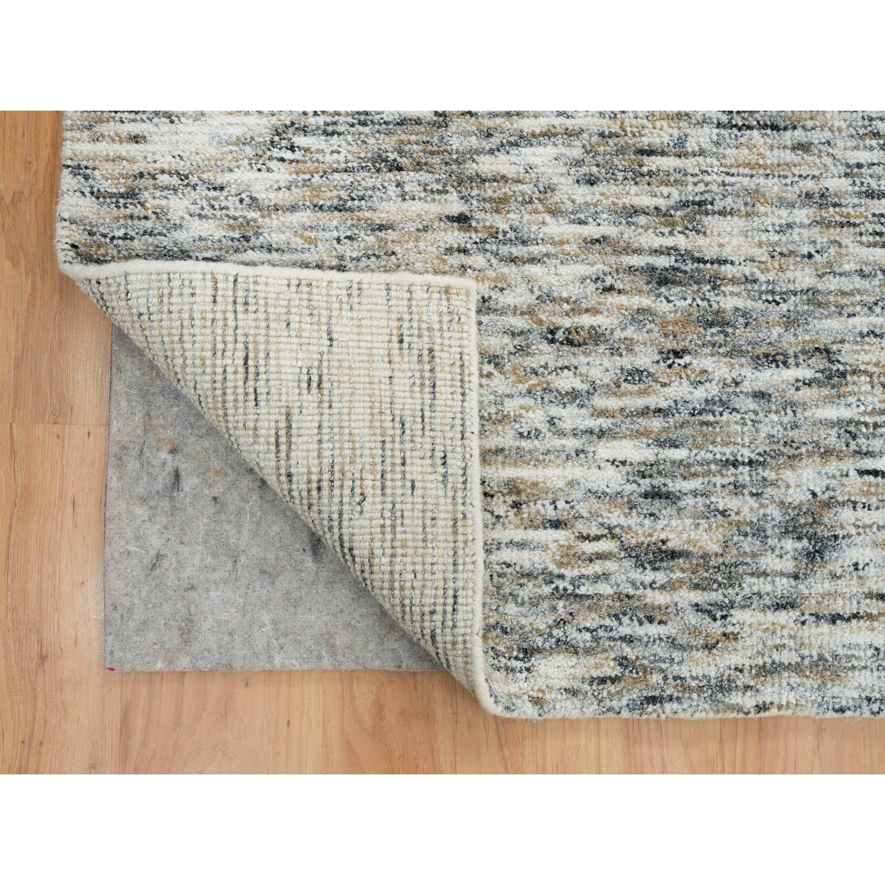 12'2"x15' Earth Tone Colors, Modern Striped Design, Soft to the Touch, Pure Wool, Hand Loomed, Oversized Oriental Rug HR65236 - Image 5