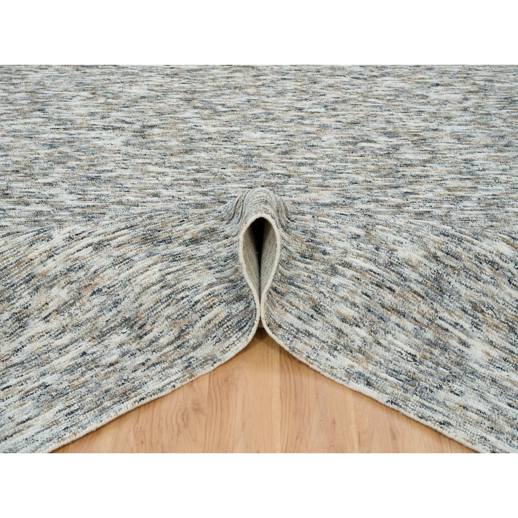 12'2"x15' Earth Tone Colors, Modern Striped Design, Soft to the Touch, Pure Wool, Hand Loomed, Oversized Oriental Rug HR65236 - Image 6