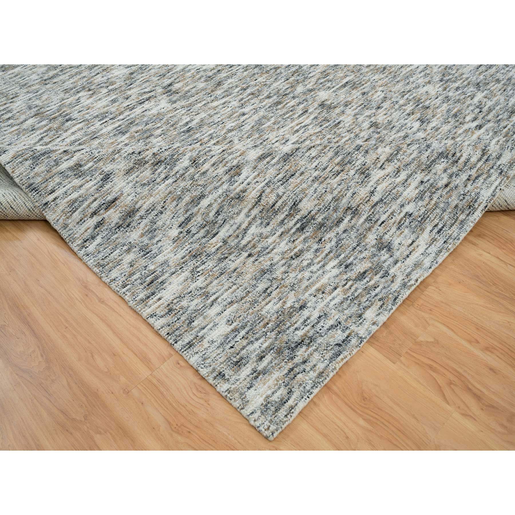 12'2"x15' Earth Tone Colors, Modern Striped Design, Soft to the Touch, Pure Wool, Hand Loomed, Oversized Oriental Rug HR65236 - Image 7