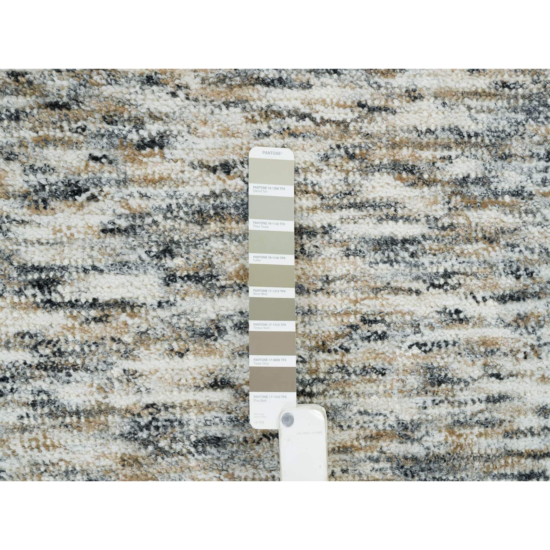 12'2"x15' Earth Tone Colors, Modern Striped Design, Soft to the Touch, Pure Wool, Hand Loomed, Oversized Oriental Rug HR65236 - Image 8