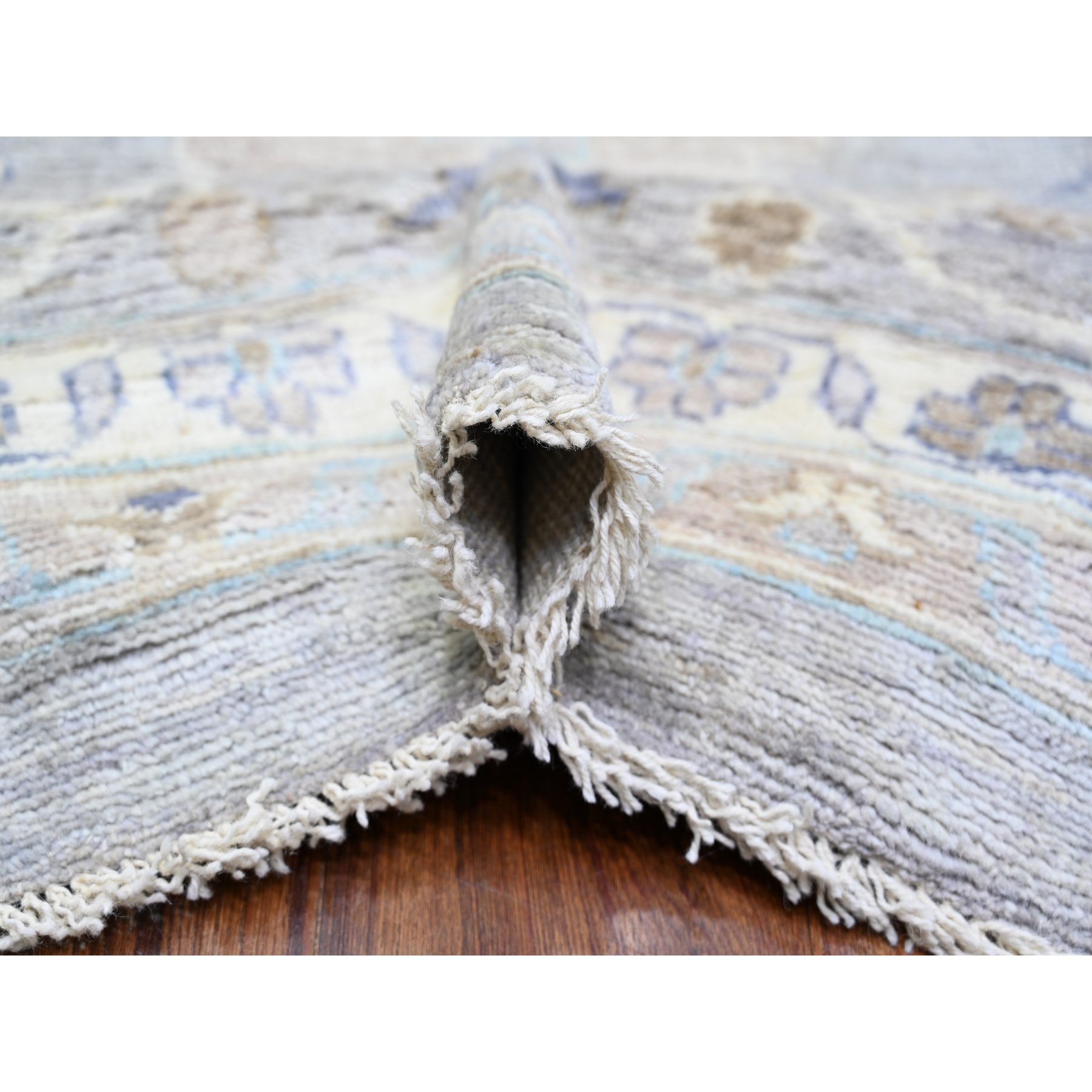12'x15'6" Cadet Gray, Hand Knotted Afghan Angora Oushak with Soft Colors, Vegetable Dyes Soft Wool, Oversized Oriental Rug HR73447 - Image 6