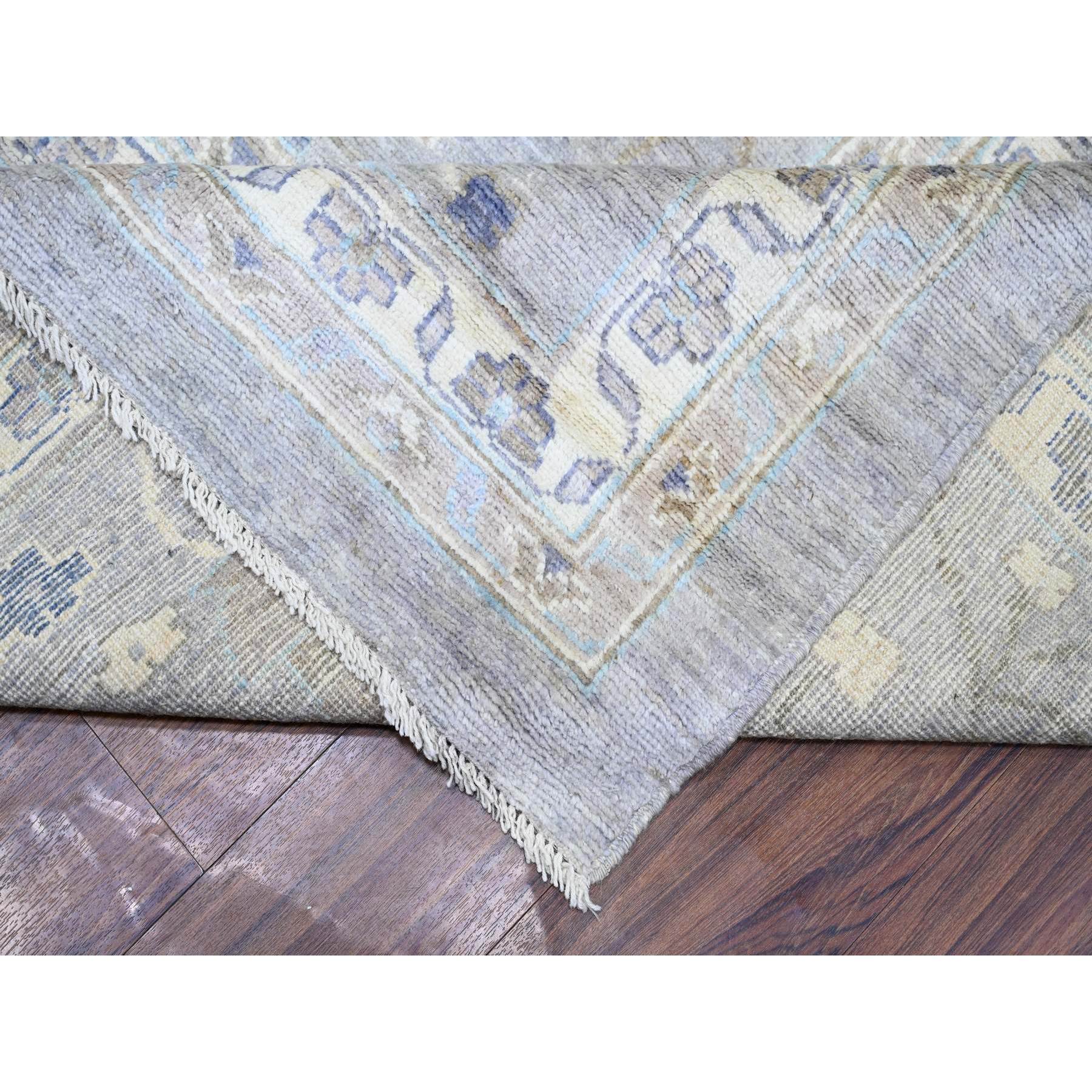 12'x15'6" Cadet Gray, Hand Knotted Afghan Angora Oushak with Soft Colors, Vegetable Dyes Soft Wool, Oversized Oriental Rug HR73447 - Image 7