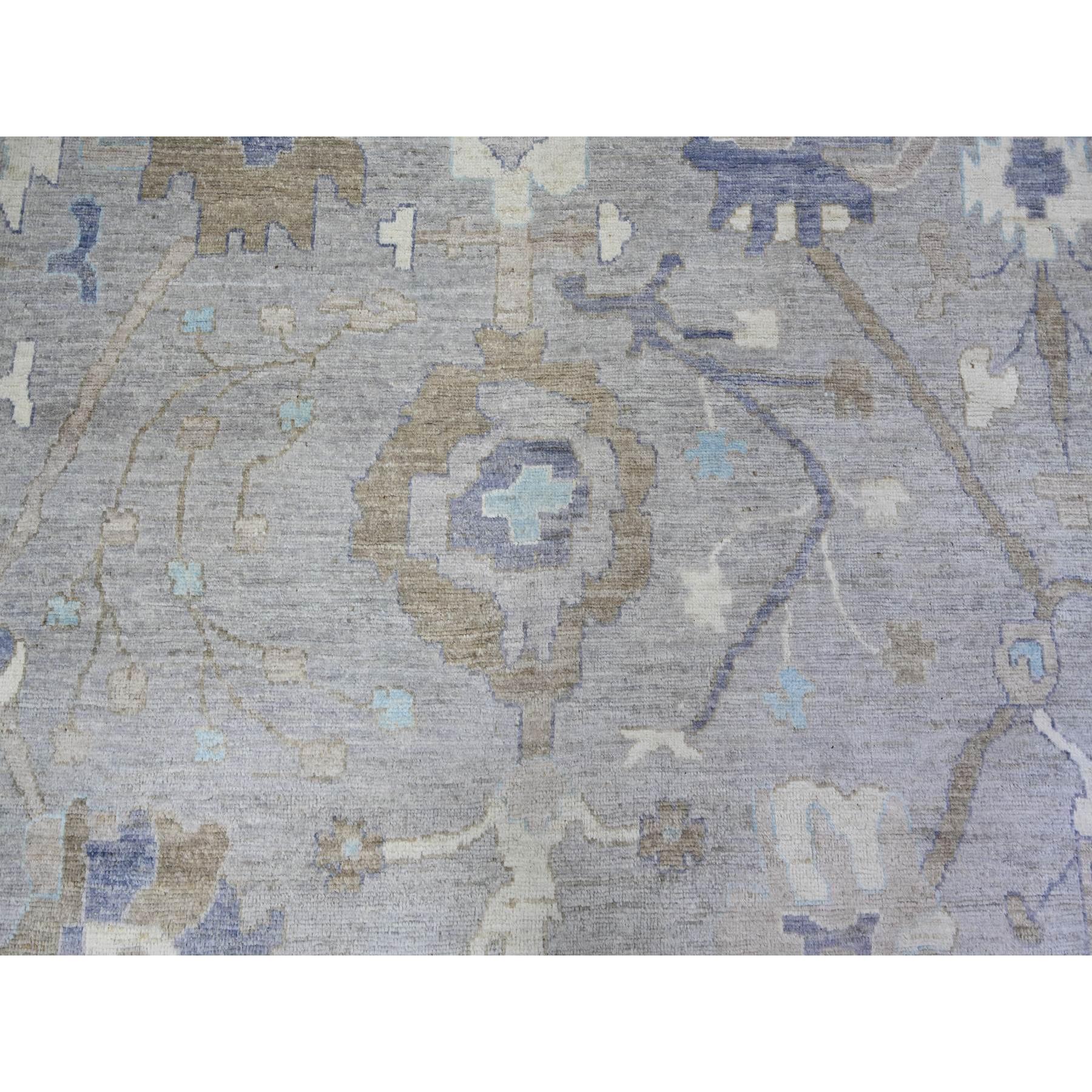12'x15'6" Cadet Gray, Hand Knotted Afghan Angora Oushak with Soft Colors, Vegetable Dyes Soft Wool, Oversized Oriental Rug HR73447 - Image 9