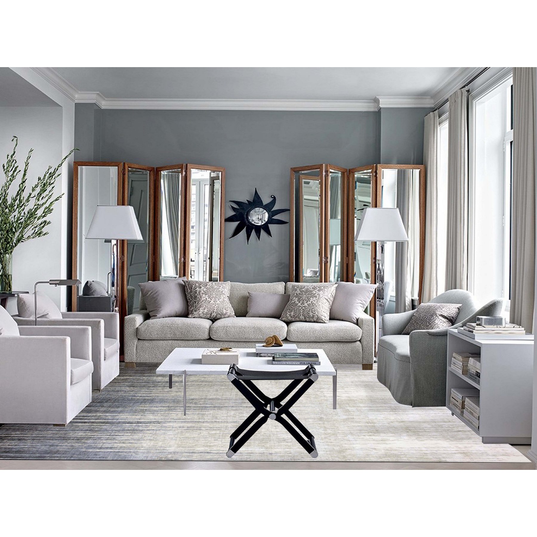10'1"x14'2" Gray and Blue, Densely Woven Pure Wool, Hand Knotted Modern Ombre Design, Oriental Rug HR75252 - Image 2