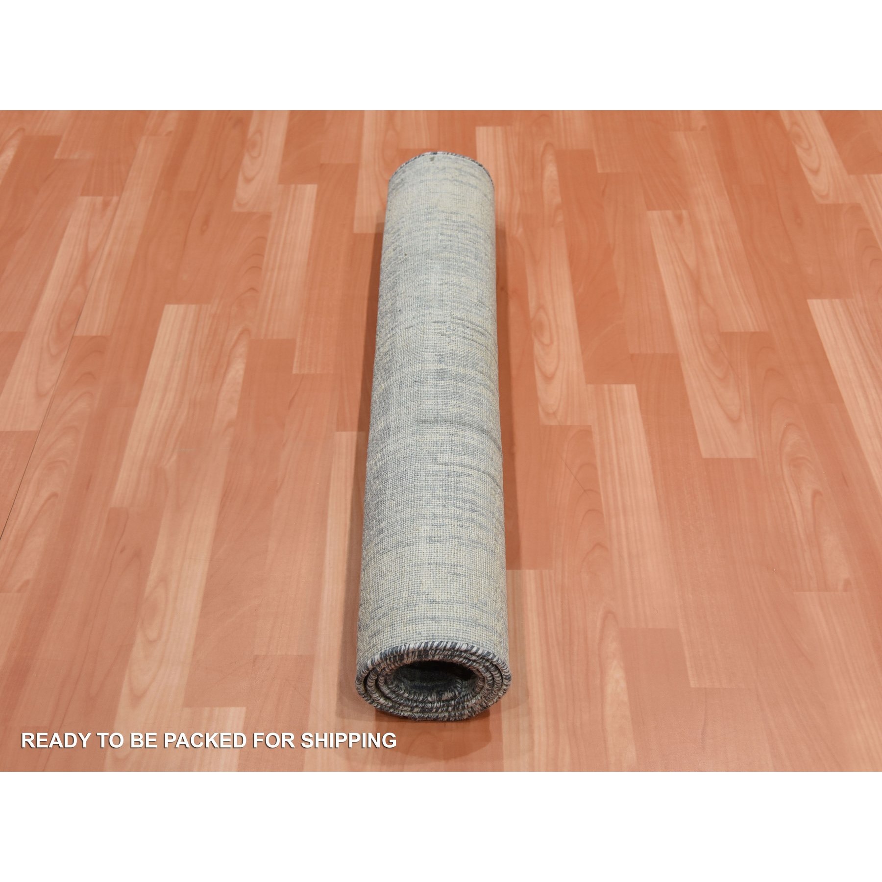 3'x5'3" Charcoal Gray, Hand Knotted Modern Vertical Ombre Design, Pure Silk with Textured Wool, Oriental Rug HR75262 - Image 5
