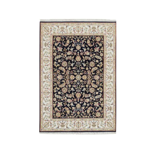 4'8"x6'9" Midnight  Blue, Nain All Over Design, 250 KPSI, Hand Knotted, 100% Wool, Oriental Rug HR65408