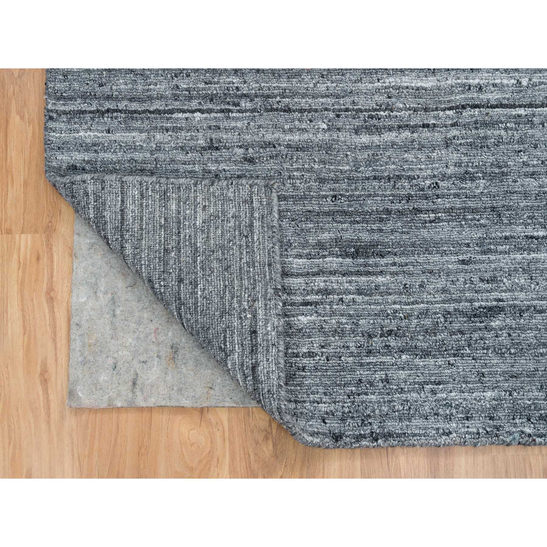 8'1"x8'1" Arsenic Gray, Modern Striae Design Soft Pile, Natural Wool Hand Loomed, Square Oriental Rug HR65416 - Image 4