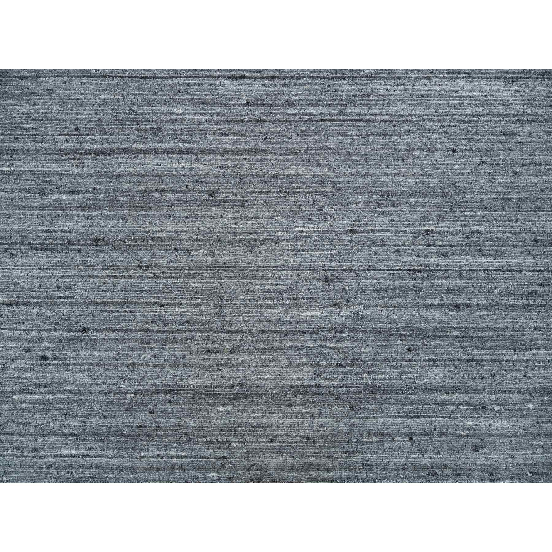 8'1"x8'1" Arsenic Gray, Modern Striae Design Soft Pile, Natural Wool Hand Loomed, Square Oriental Rug HR65416 - Image 8