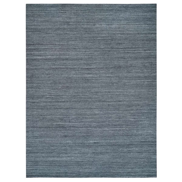 12'1"x15'1" Arsenic Gray, Modern Striae Design Soft Pile, All Wool Hand Loomed, Oversized Oriental Rug HR65454