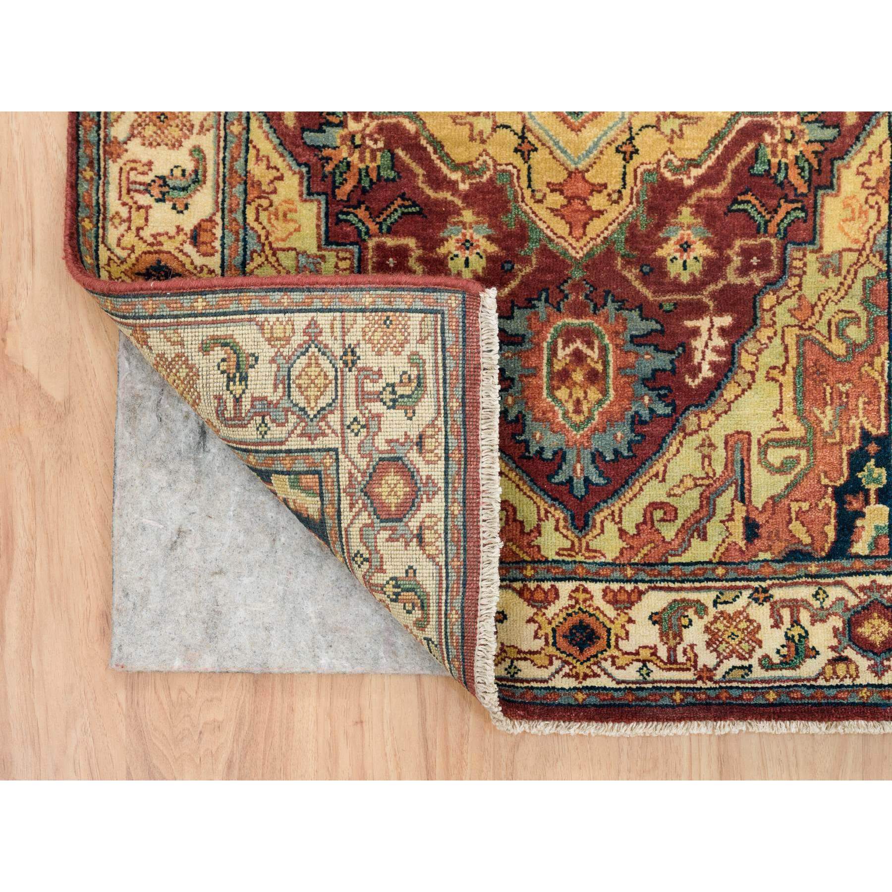 2'7"x22' Terracotta Red, Hand Knotted Antiqued Fine Heriz Re-Creation, Natural Dyes Dense Weave, Extra Soft Wool, XL Runner Oriental Rug HR65496 - Image 3